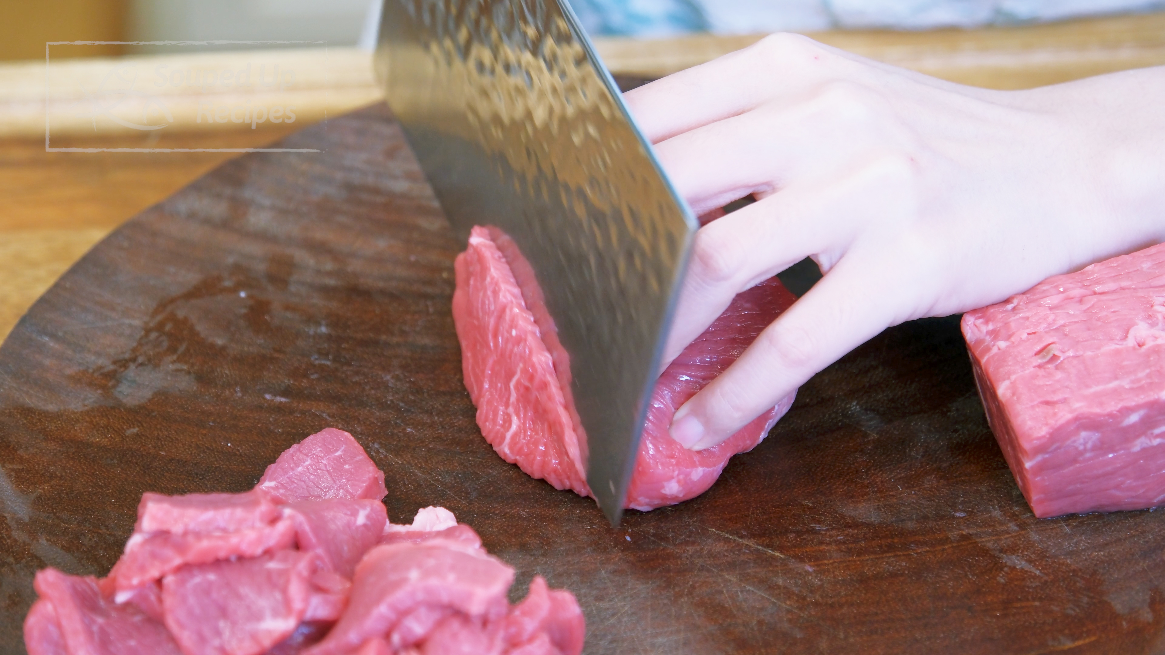 Image of Slice the beef into 1/8-inch slices. I am using top sirloin fillet,...