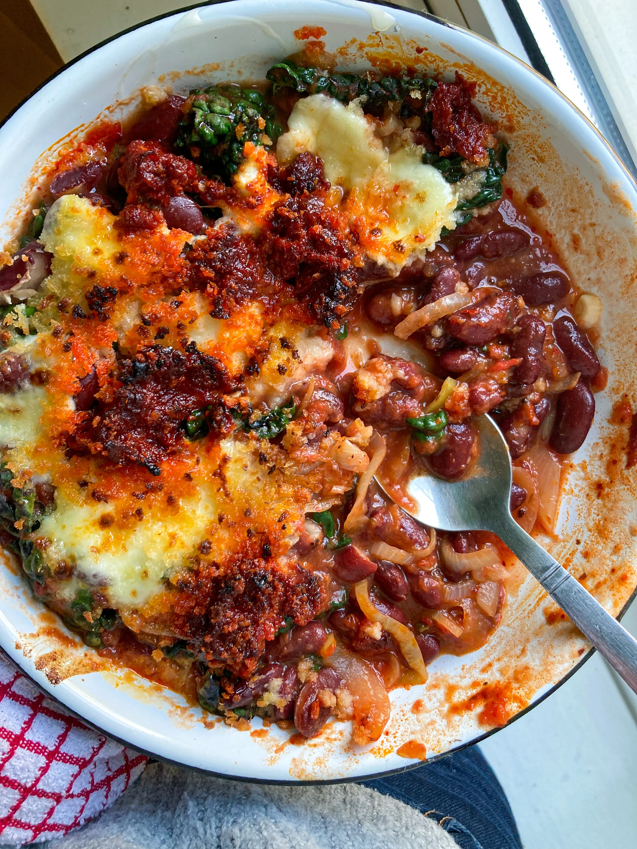 beans_recipe_boldbeanco_red kidney beans_nduja_mozzarella_bake_cavlo nero_hot honey_pulses_legumes_uk