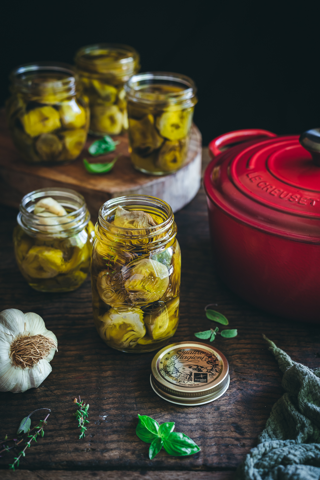 Artichokes confit in olive oil