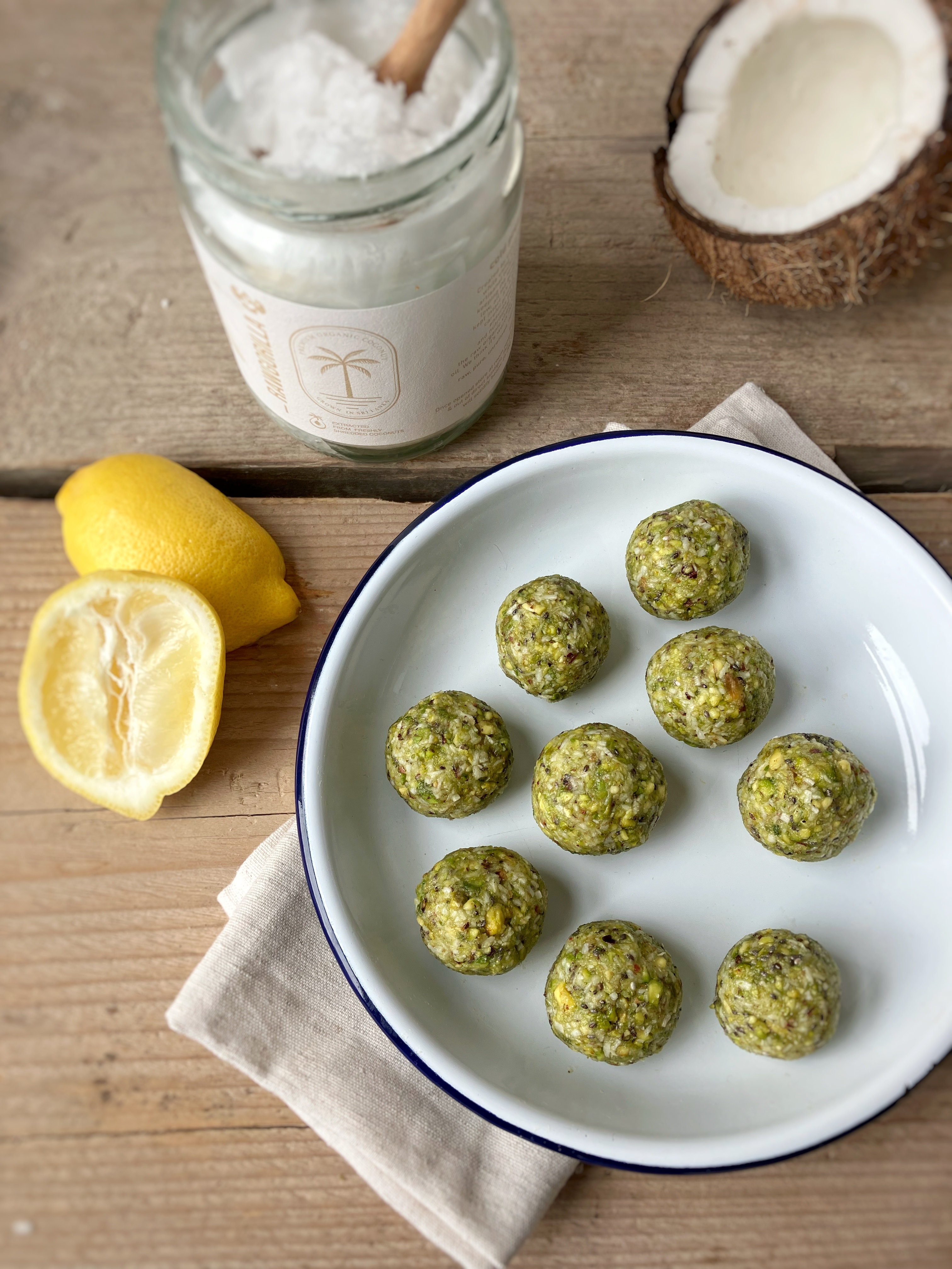 pistachio coconut energy bites