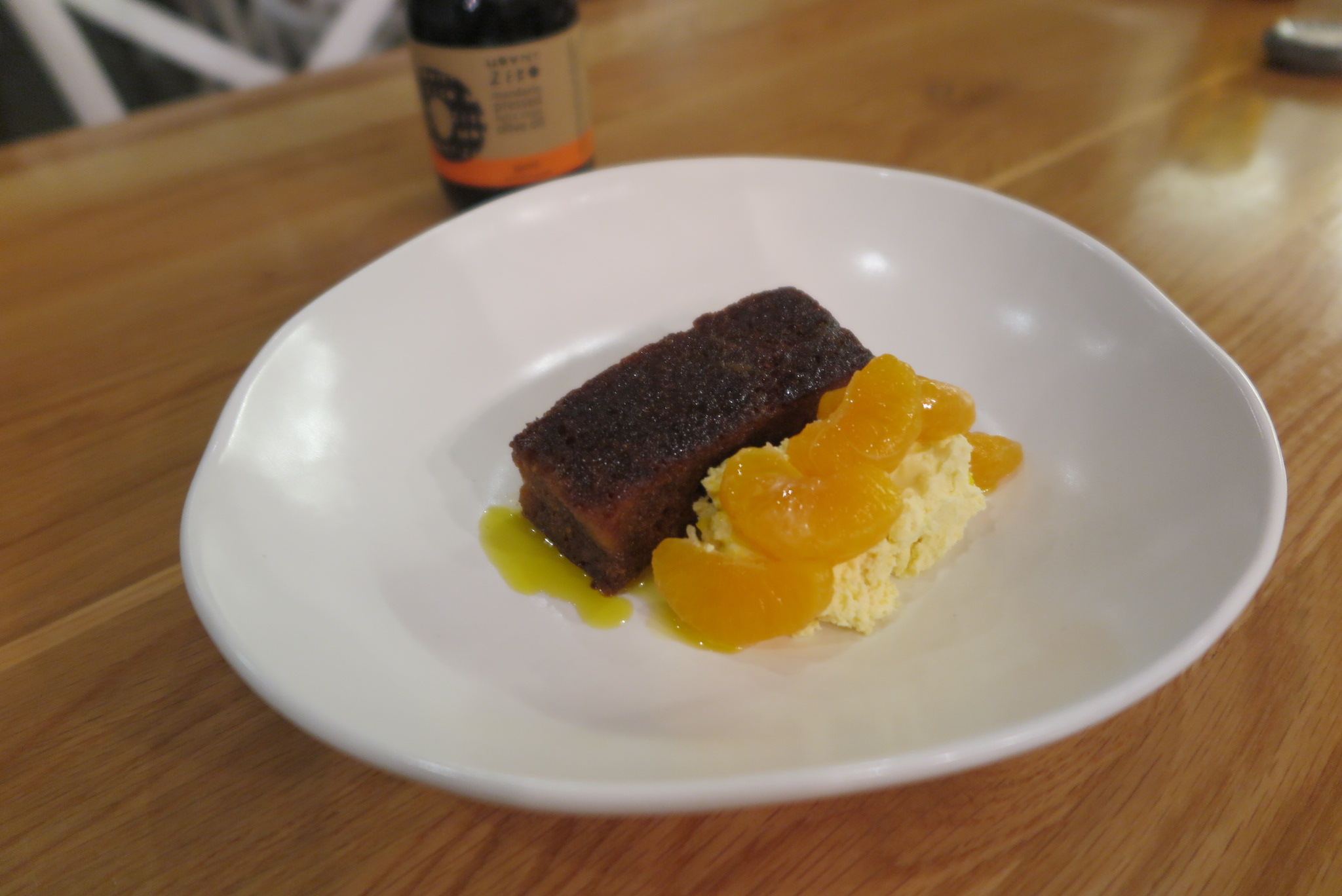 orange malva pudding with clotted cream & mandarin