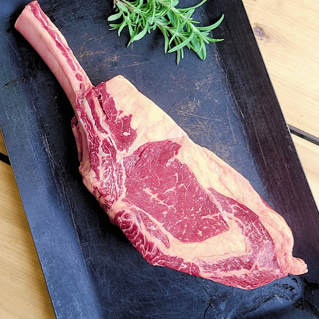 Image of Remove the bison tomahawk steak from the refrigerator and let...