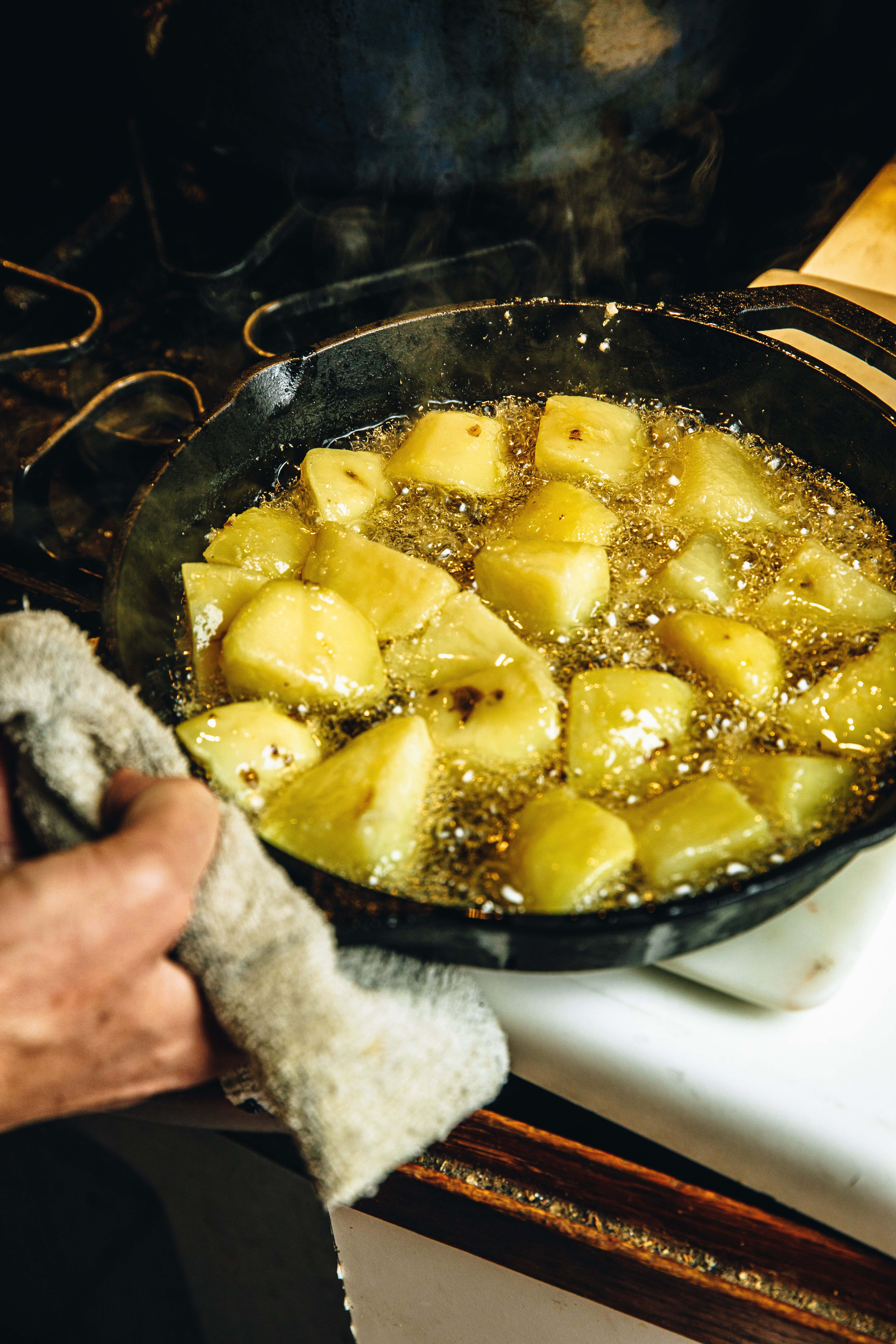 Image of Prep and Cook the PotatoesPeel your potatoes and cut them...