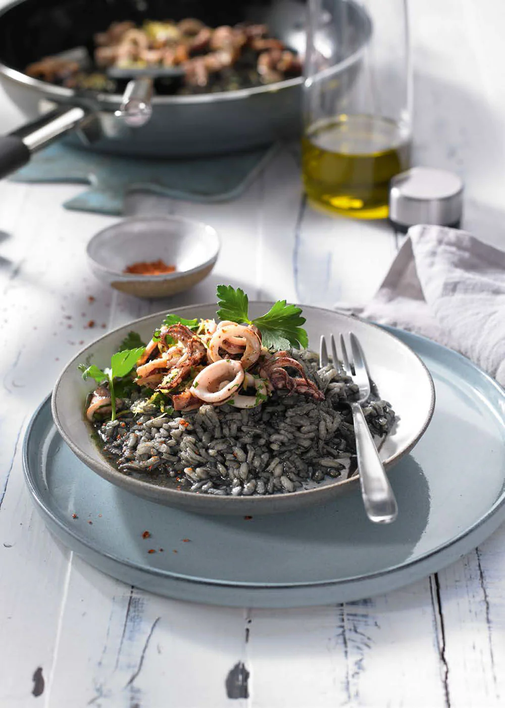 Black squid risotto
