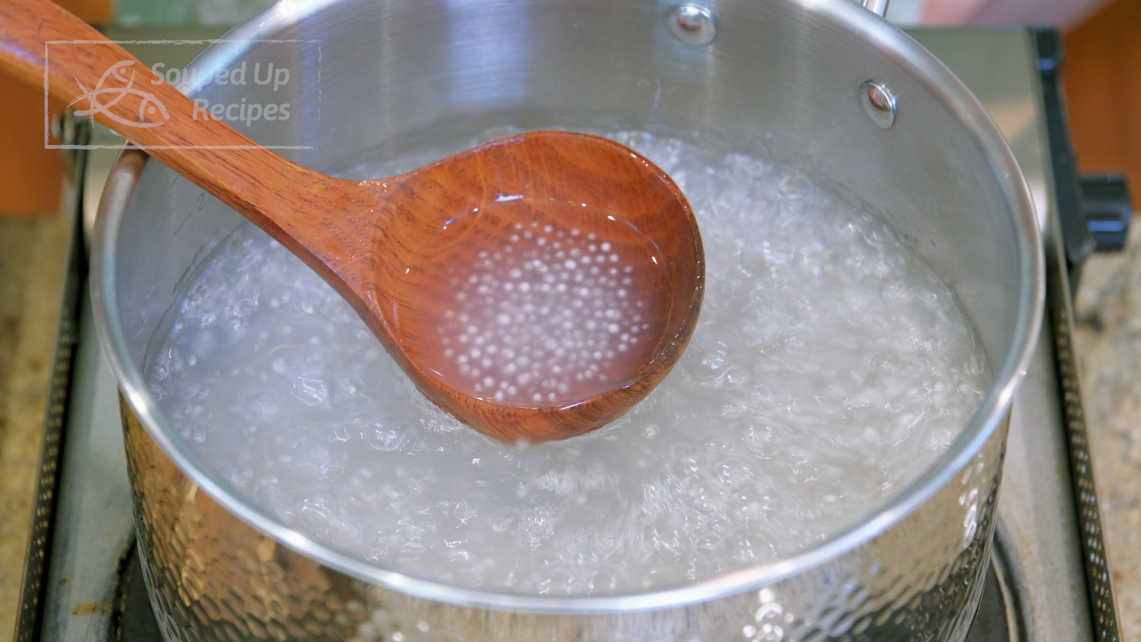 Image of After 10 minutes, the sago becomes translucent but still has a white hard center,...