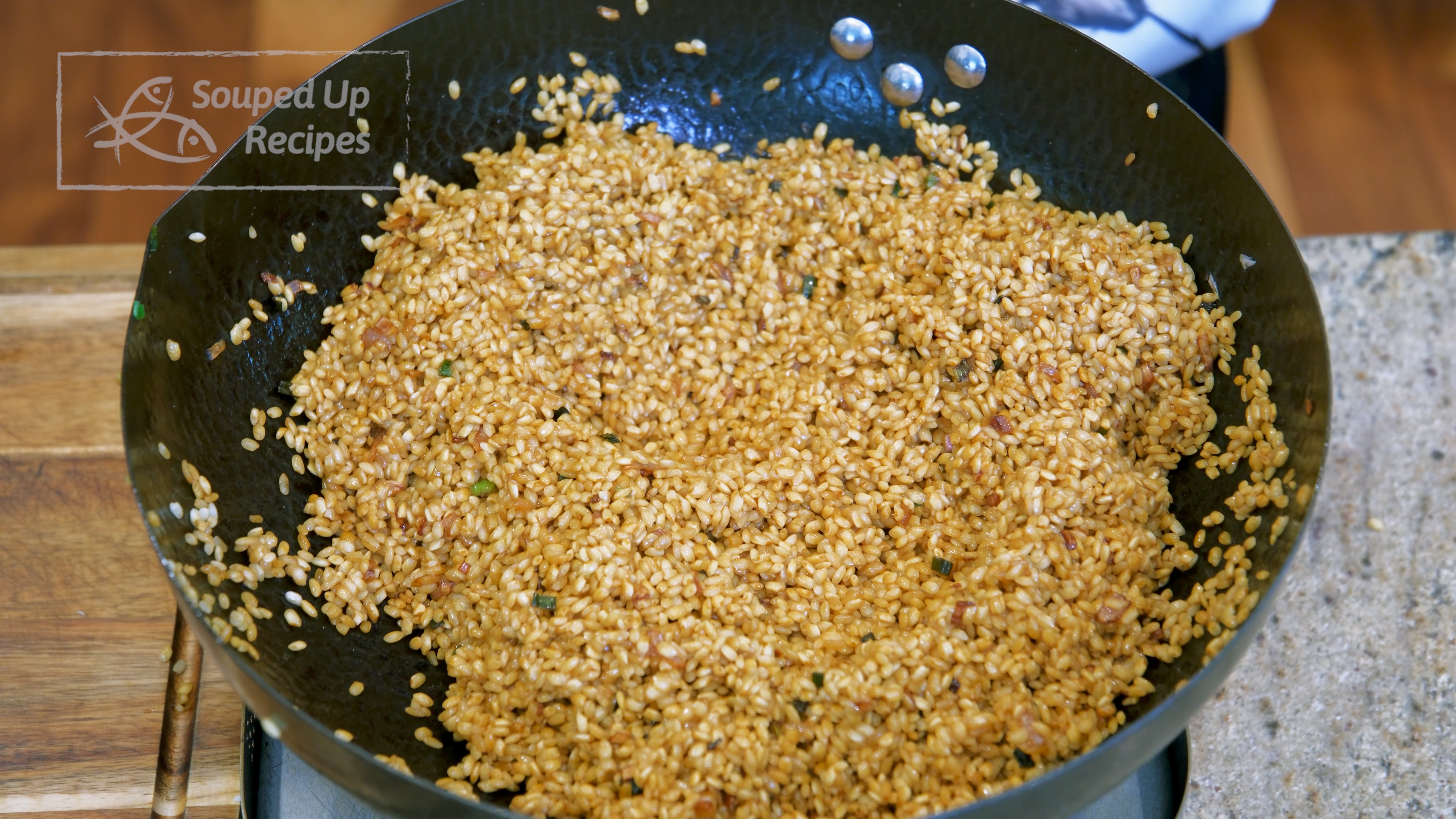 Image of Add the soaked and well-drained glutinous rice and 4 tsps...
