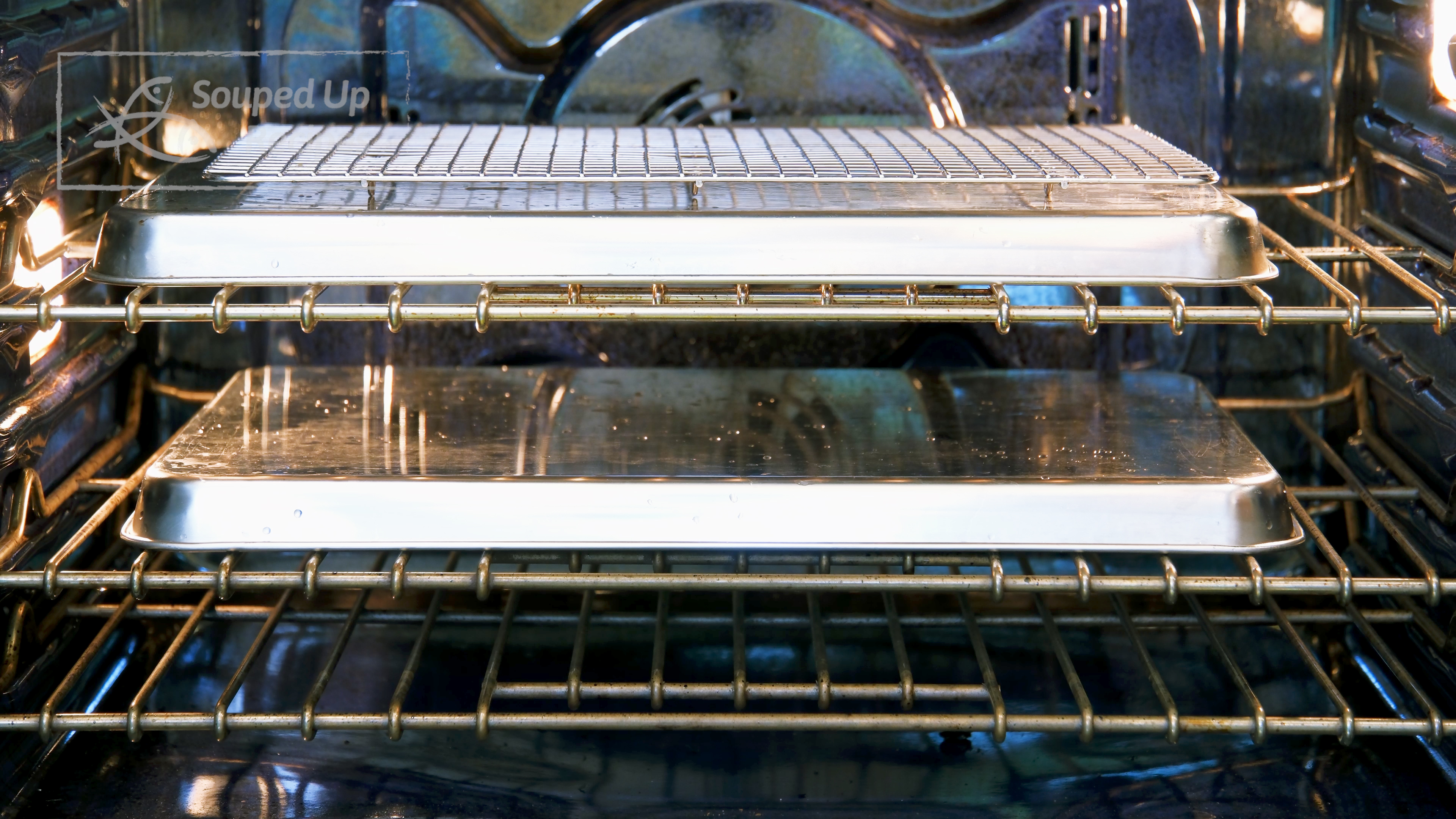 Image of Dry the baking trays and rack in a 300F oven...