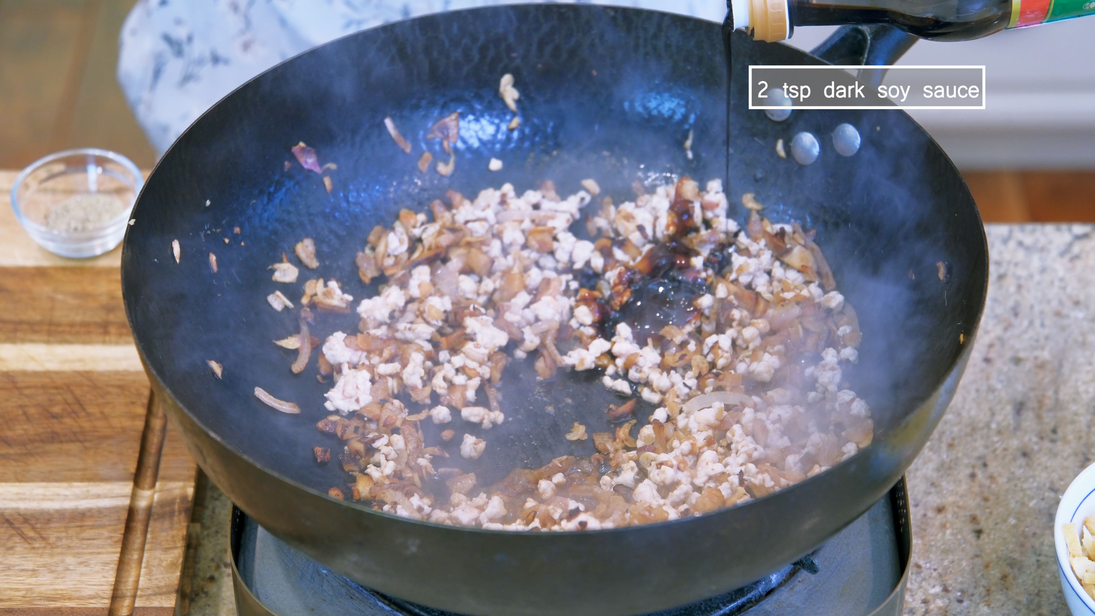 Image of Season the filling with white pepper, soy sauce, oyster sauce,...