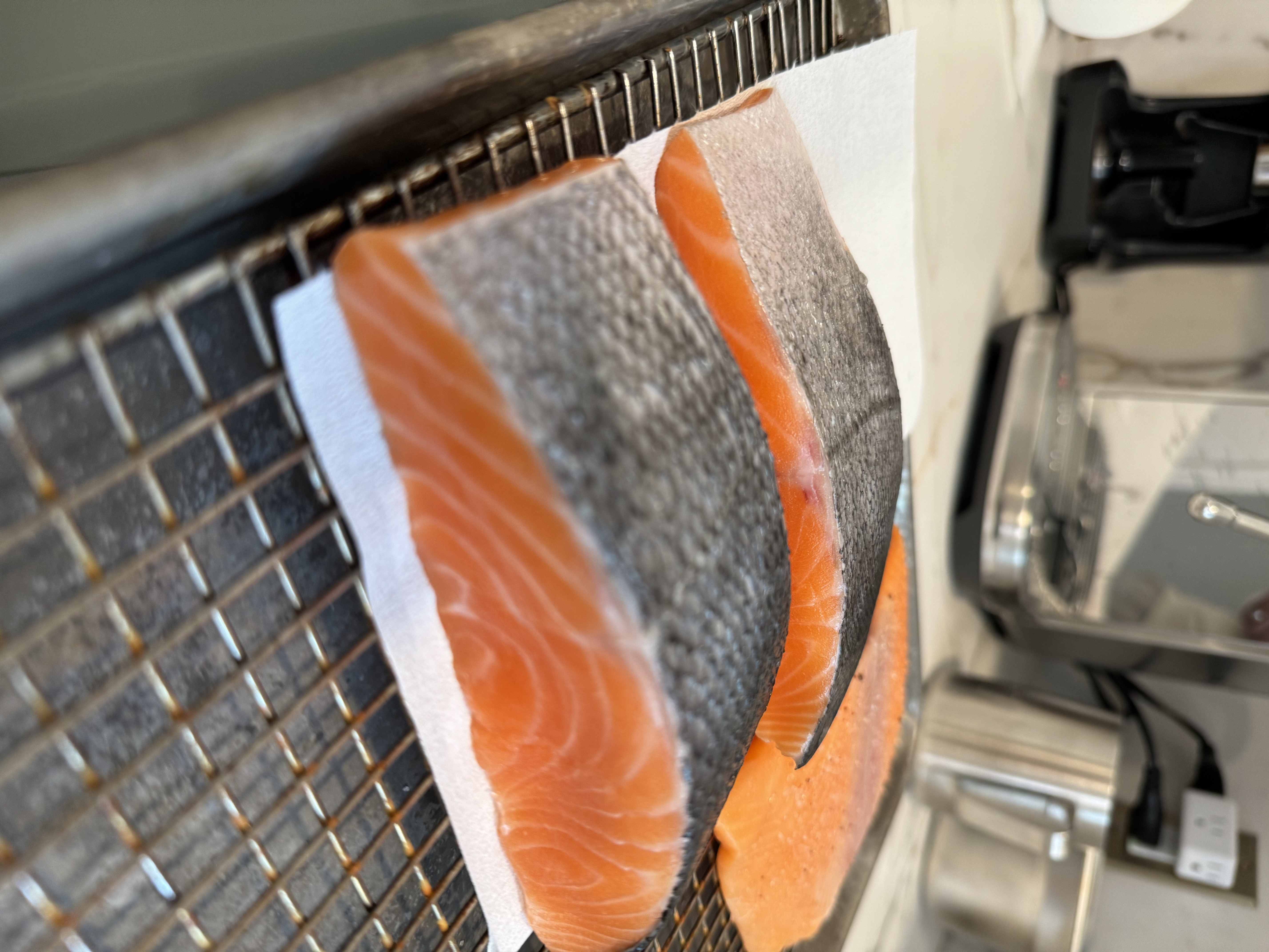 Image of Dry your protein: Once defrosted, ensure your Seatopia King Salmon...