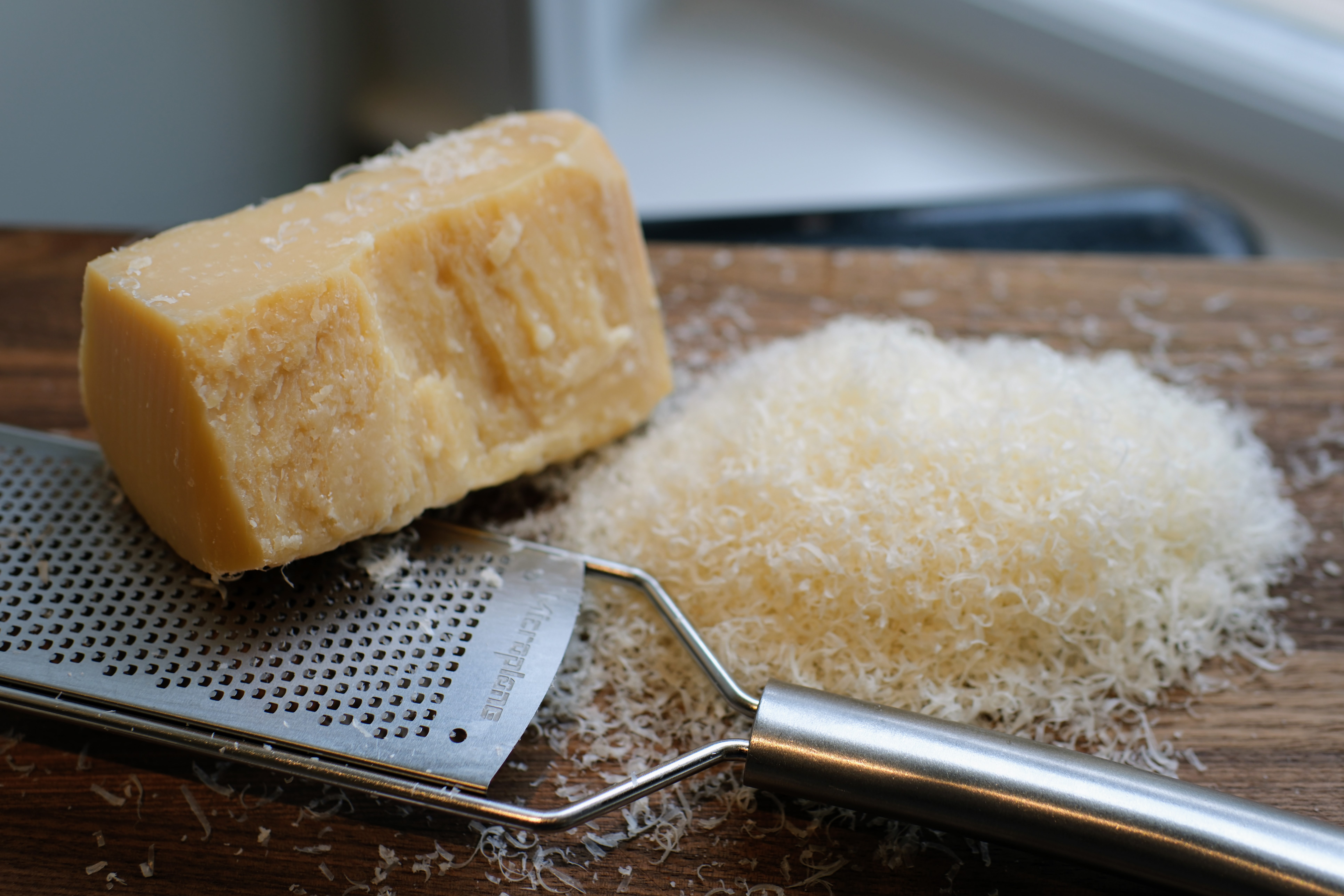 Image of Grate your parmesan.  Freshly grated works best because these fine...