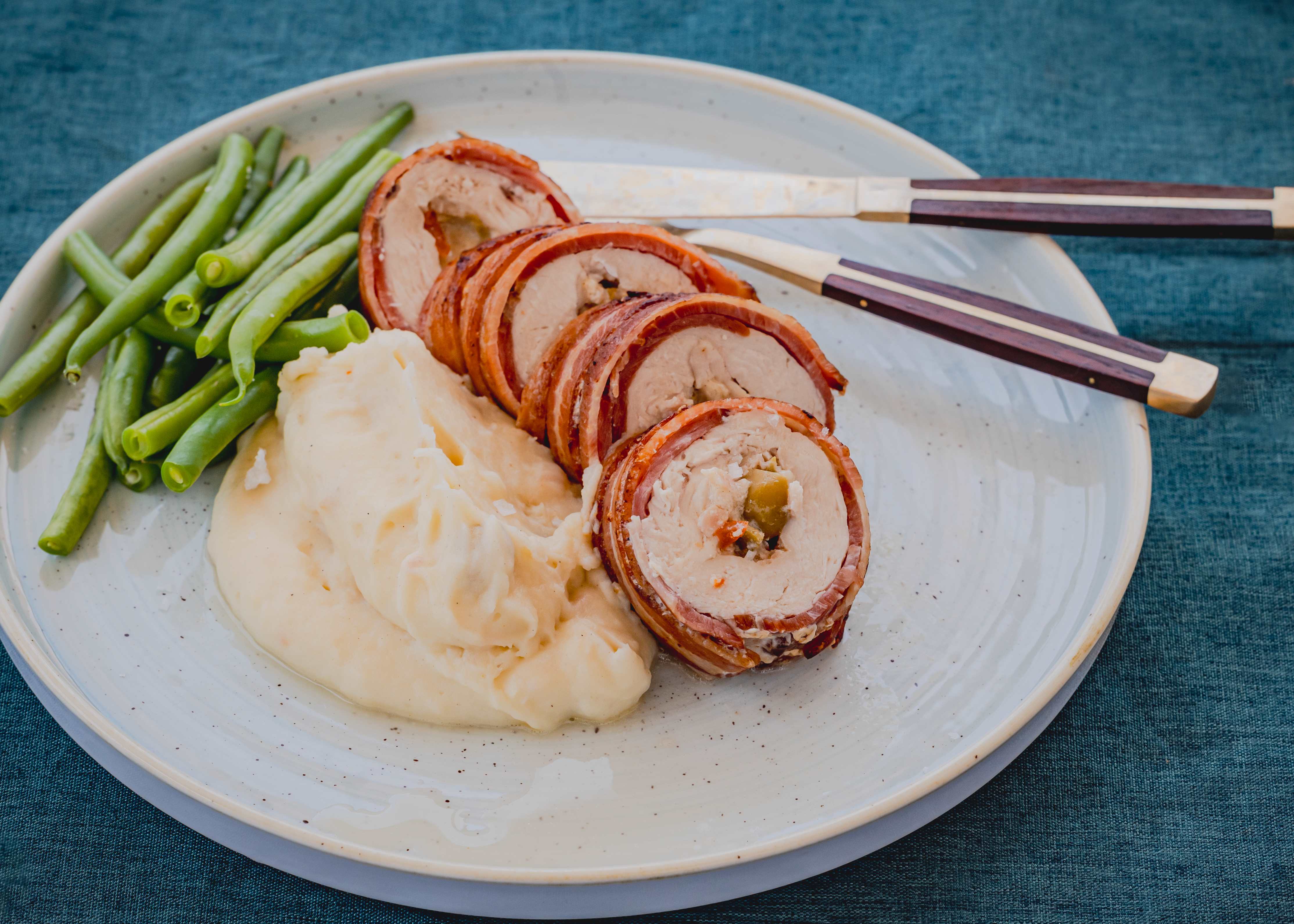 Lomo Stuffed Chicken Breast Wrapped In Bacon