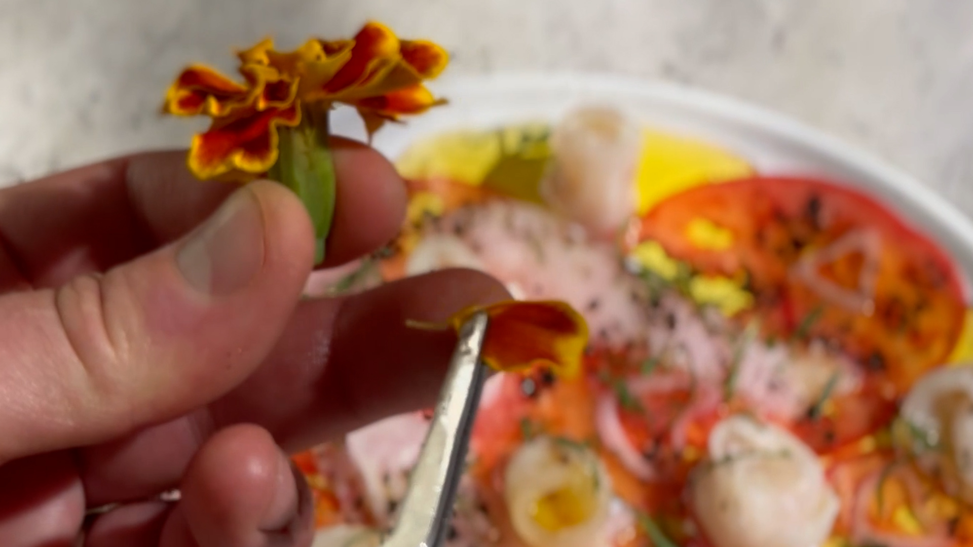 Image of Garnish with Marigolds: If available, add a few marigold petals...