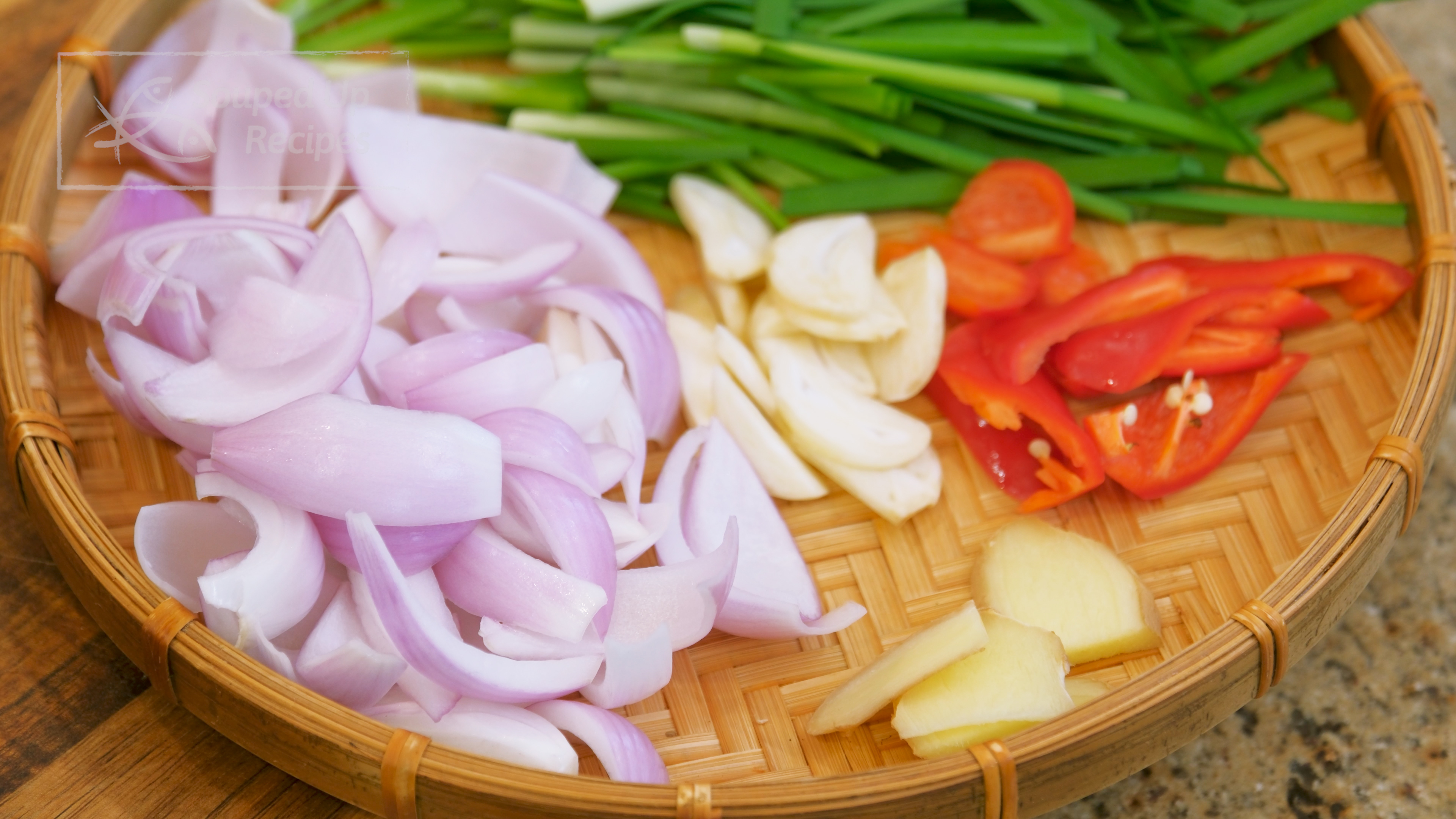 Image of Cut the garlic chives into 2-inch stalks. Chop the red...