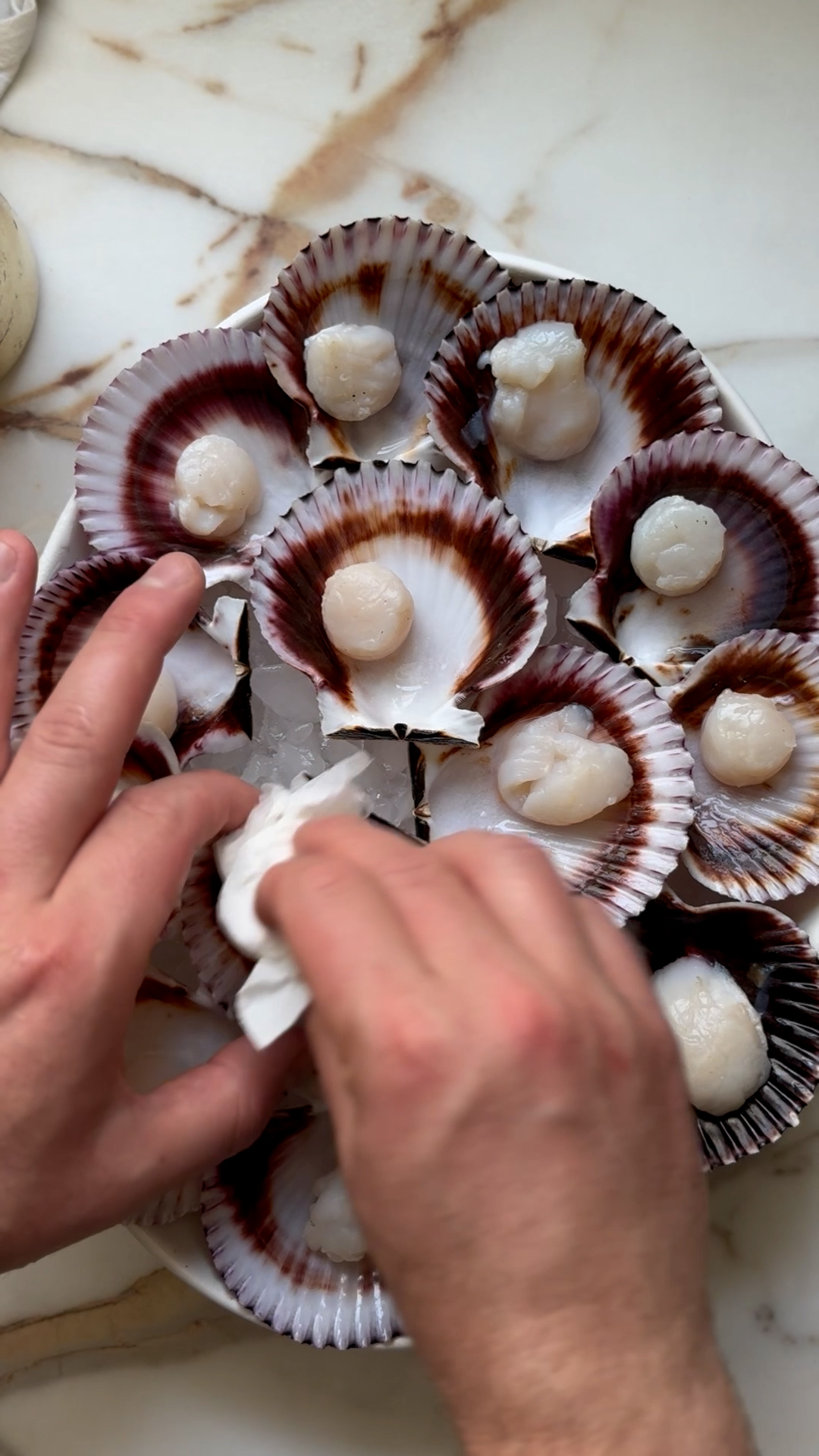 Image of Dry the scallops: Pat the scallops dry with a paper...