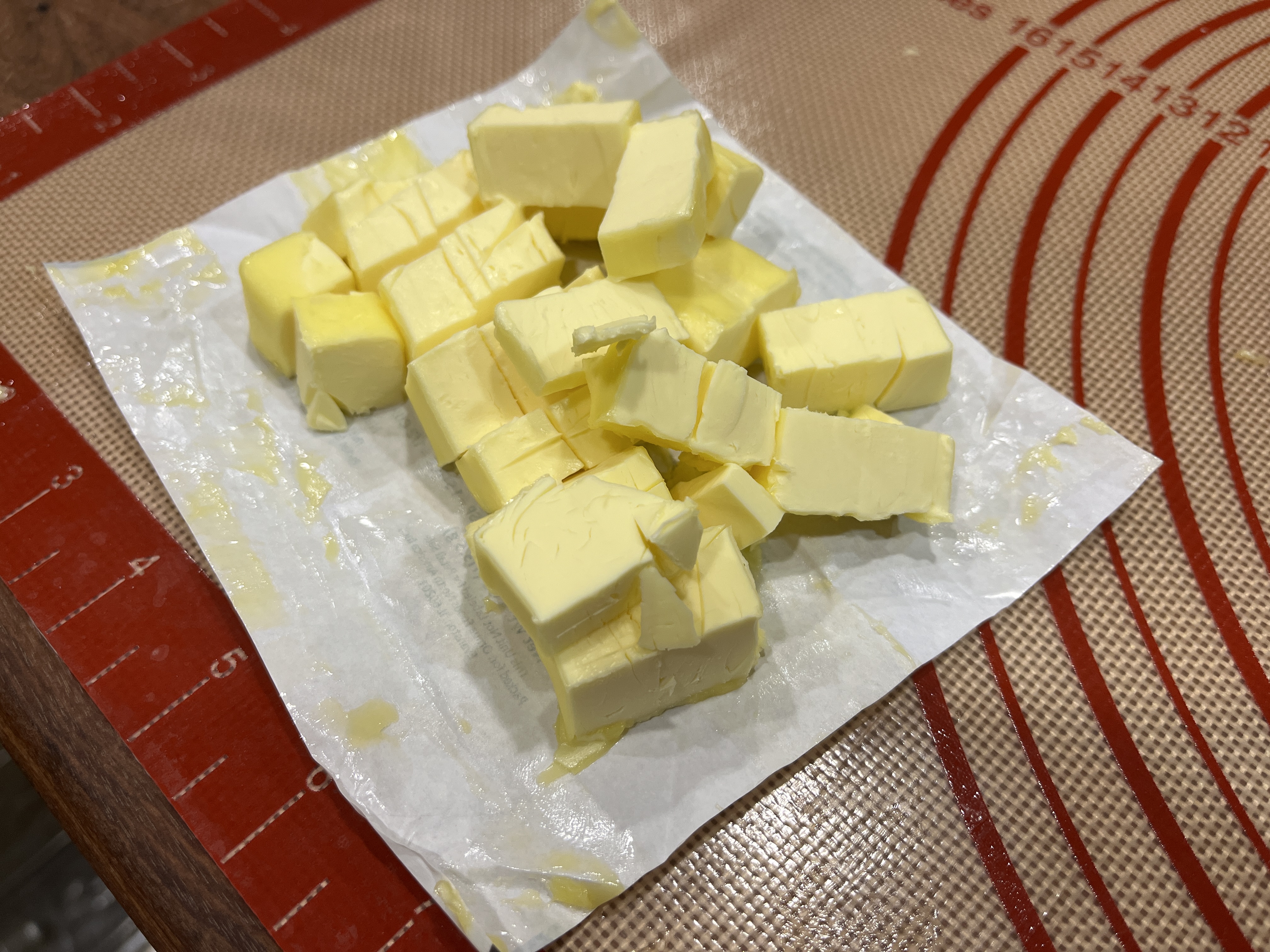 Image of Cut butter into small cubes and place in the freezer...