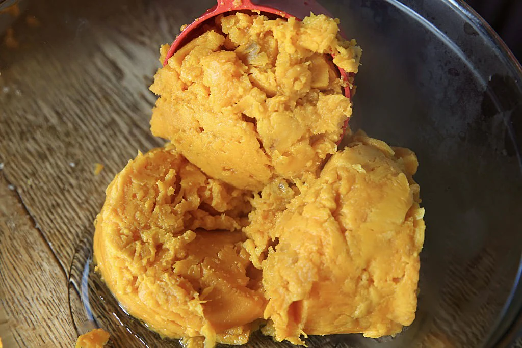 Image of Measure out three cups of cooked sweet potatoes.