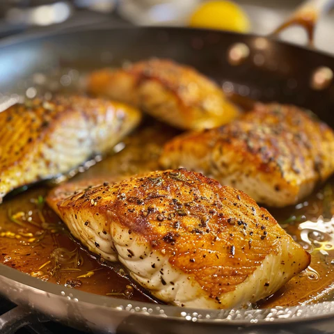 Image of Season the grouper fillets with salt and pepper, and pan-fry...