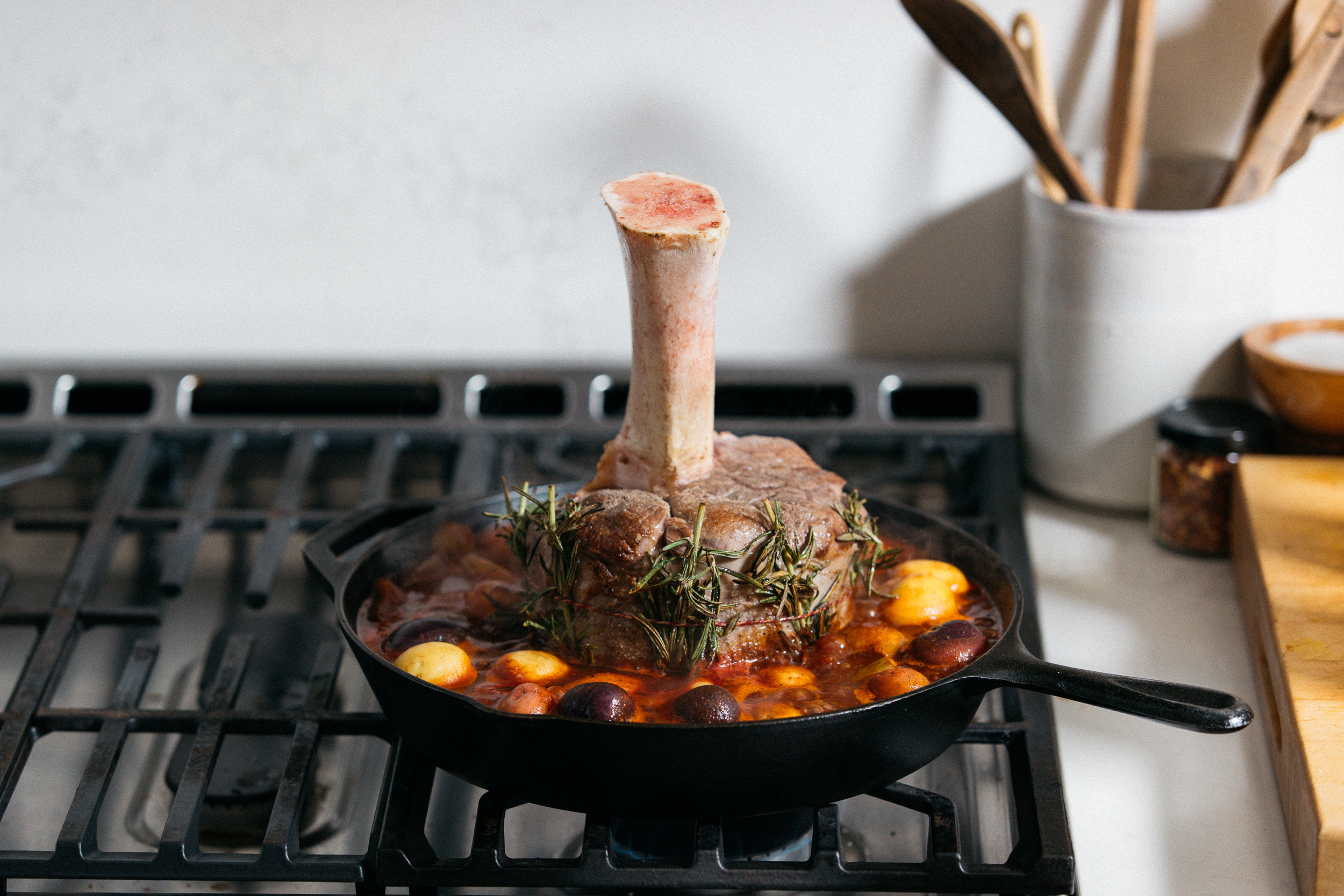 Image of Deglaze and Braise: Pour the red wine into the pot,...