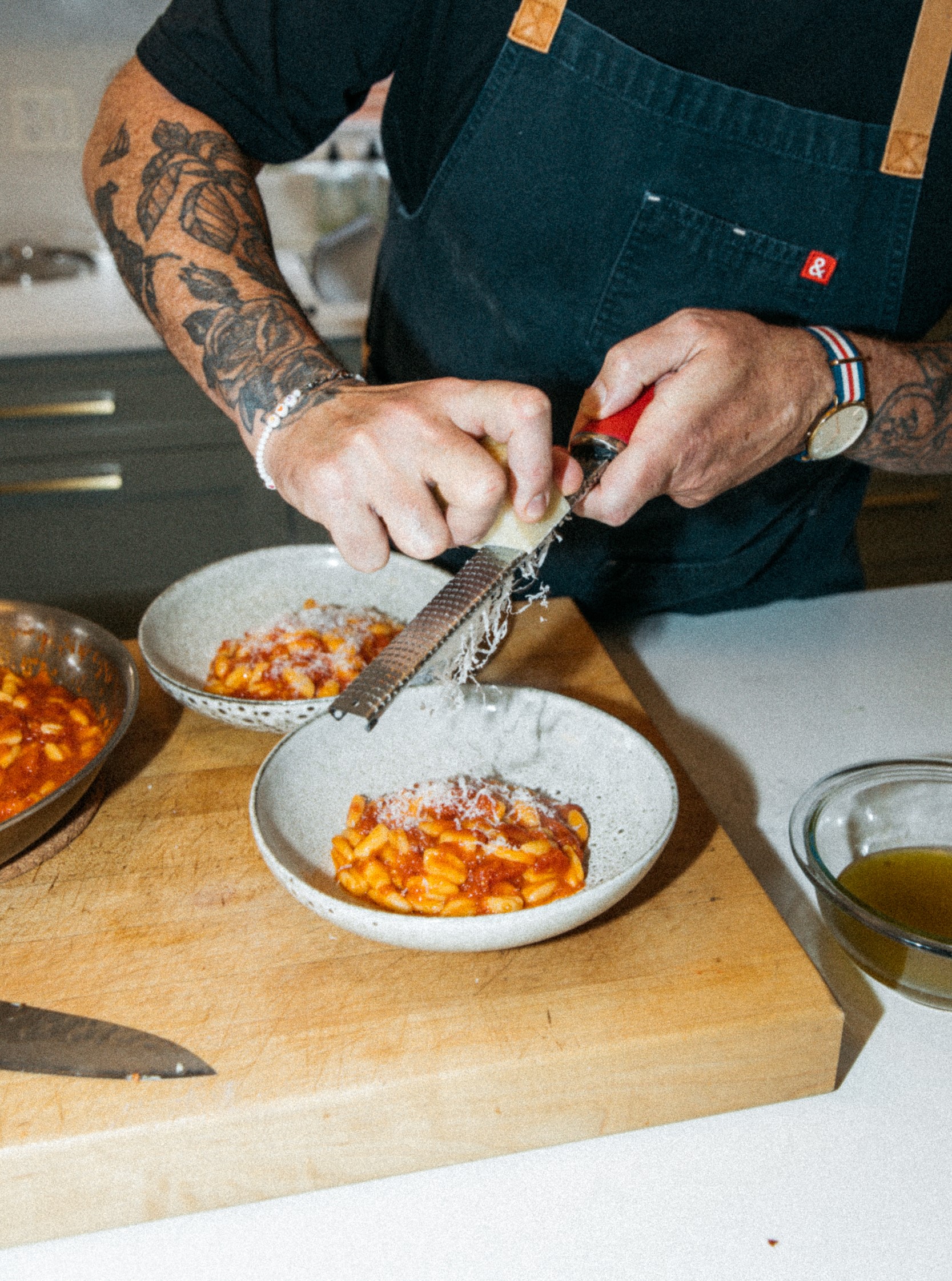 Image of Serve, with a little basil and parm on top!