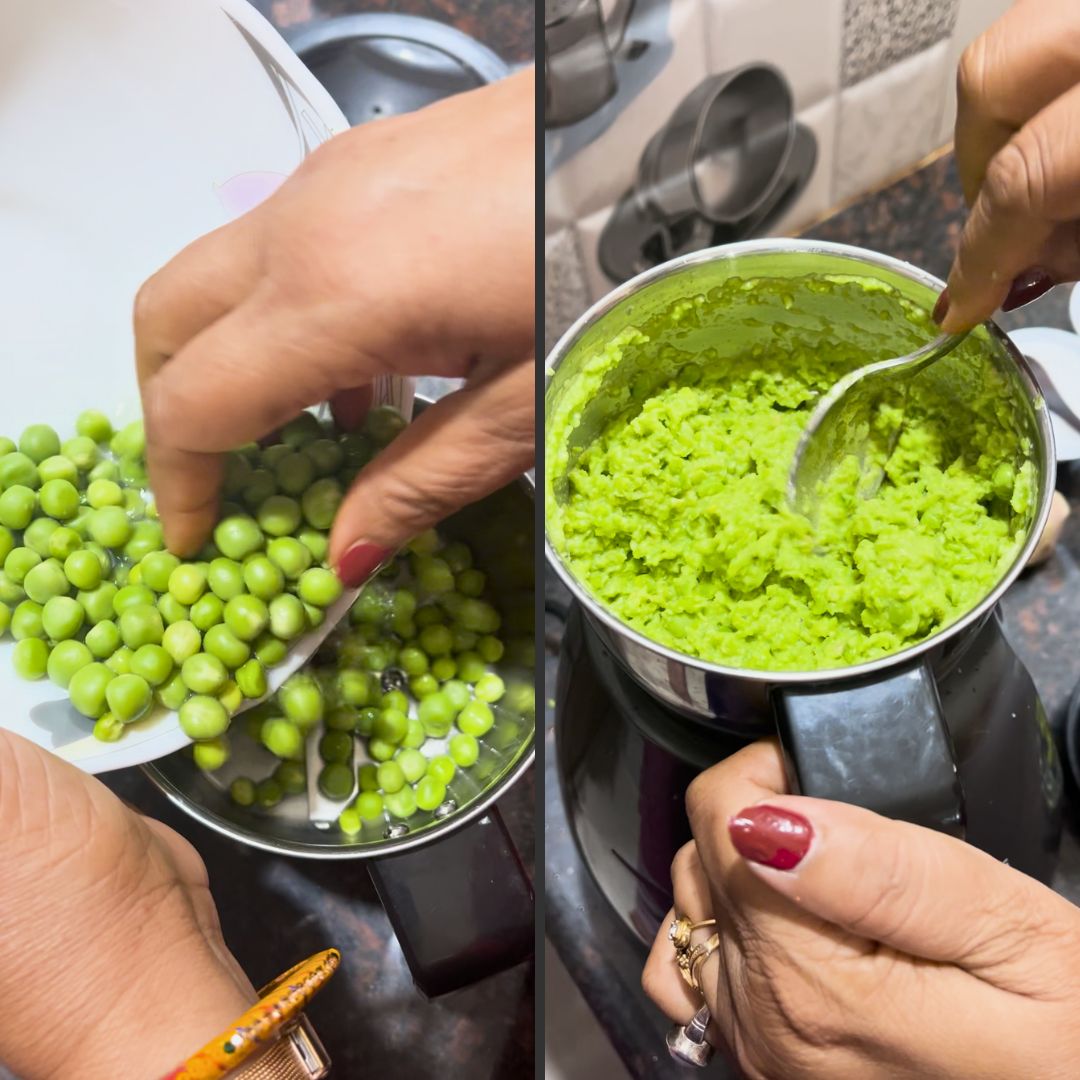 Image of Take 1 cup of fresh green peas and grind them...