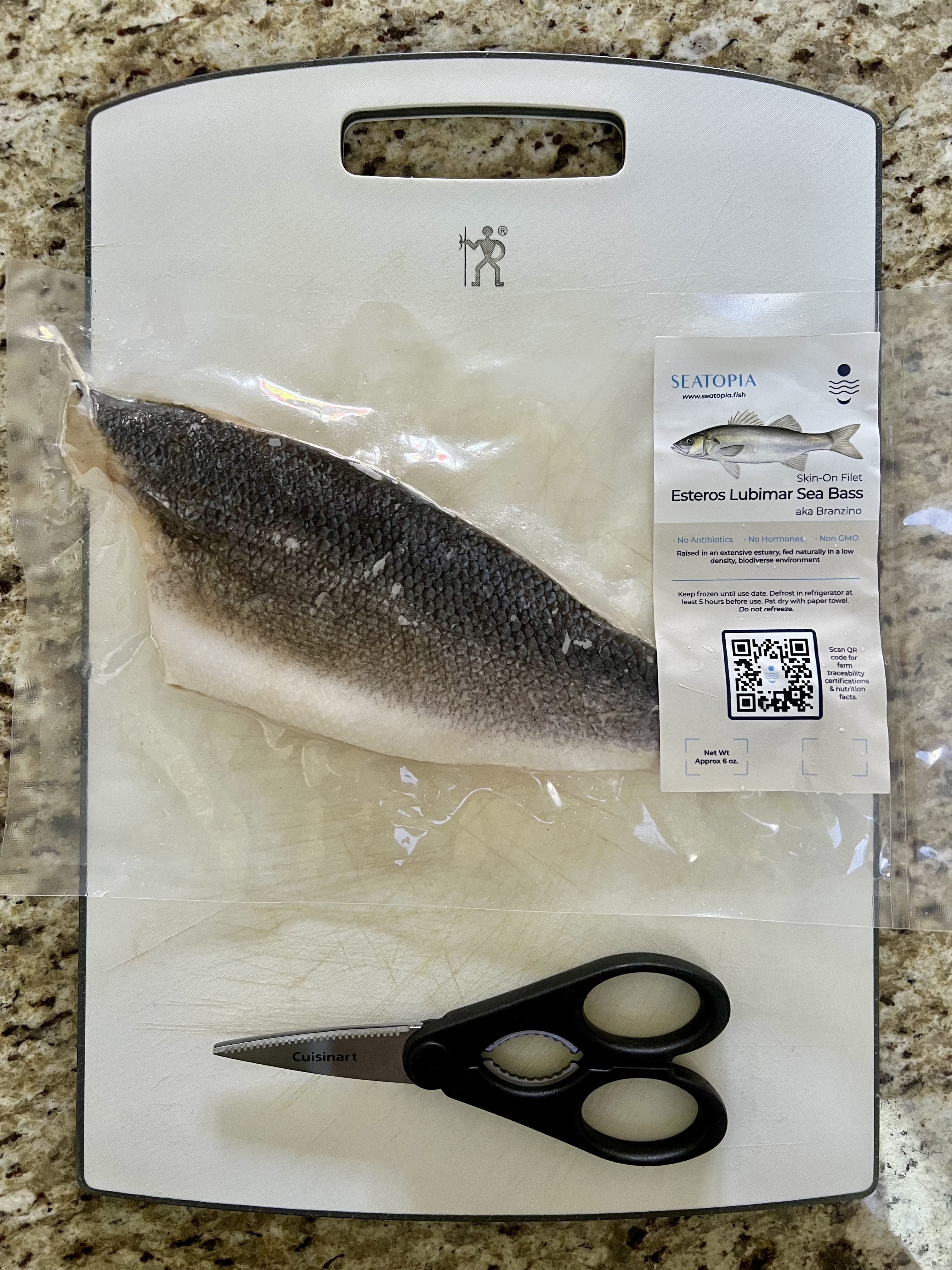 Image of Remove the fillets from their vacuum-sealed packaging while still frozen.