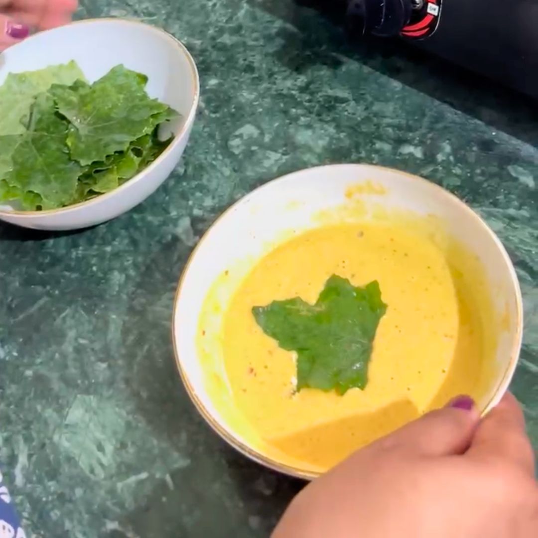 Image of Dip each Tilkore leaf into the batter, ensuring it is...