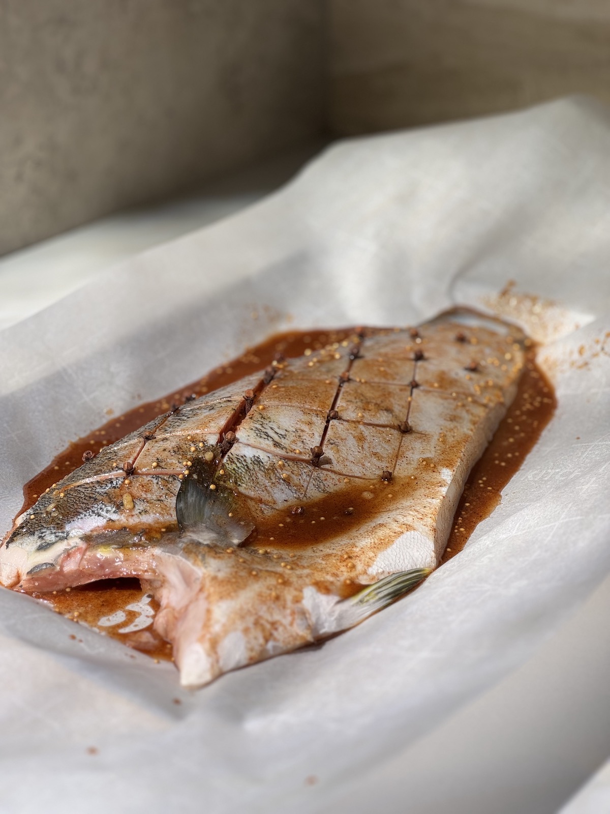 Image of Marinate the Fish: Generously coat both sides of the yellowtail...