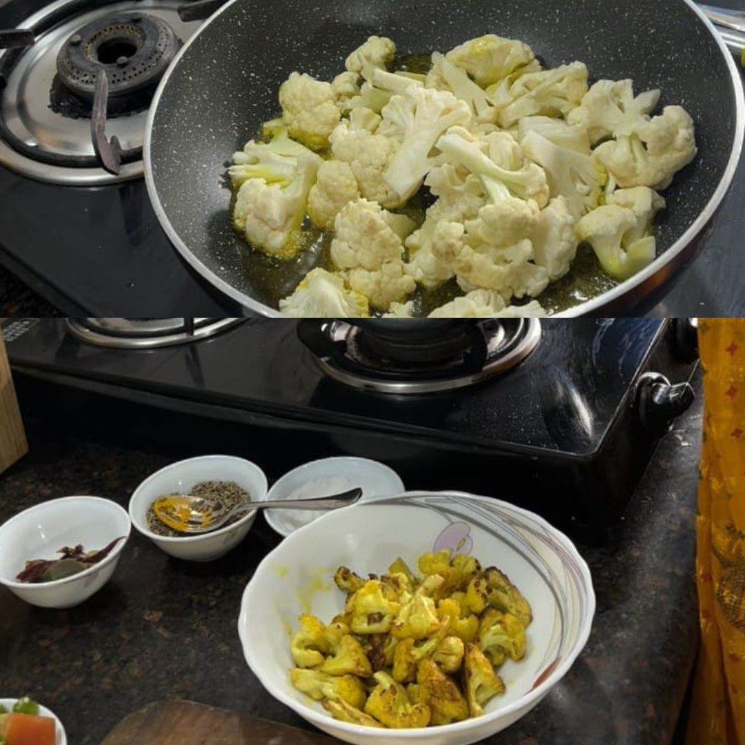 Image of Fry cauliflower and put it aside