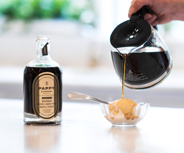 Image of Pour warm coffee and bourbon over ice cream