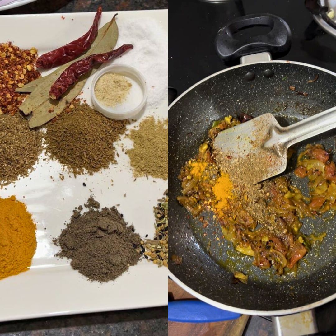 Image of Mix in the spices—turmeric powder, coriander powder, red chili powder,...