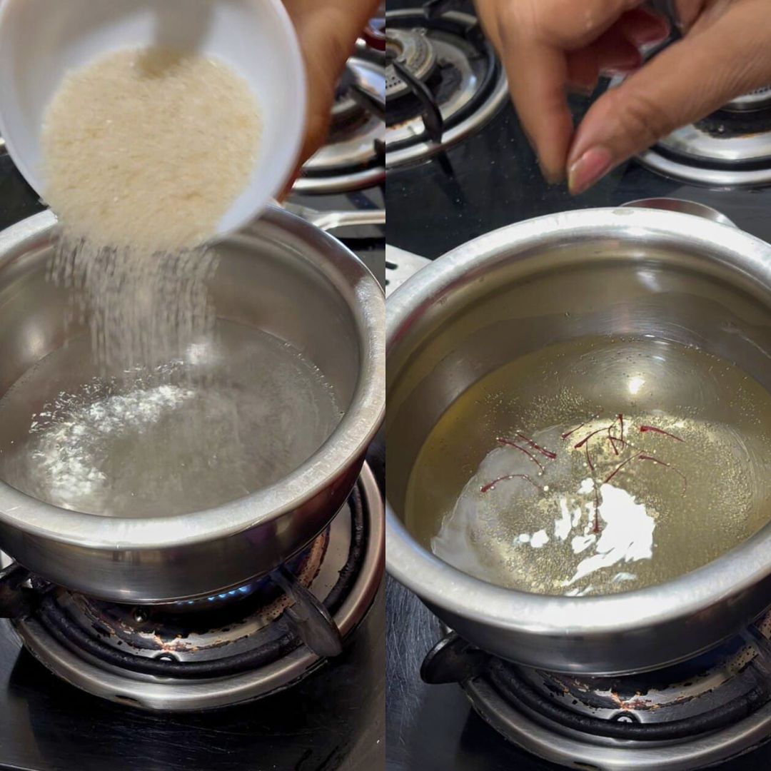 Image of In a pan, combine powdered sugar, 1 cup water, cardamom...