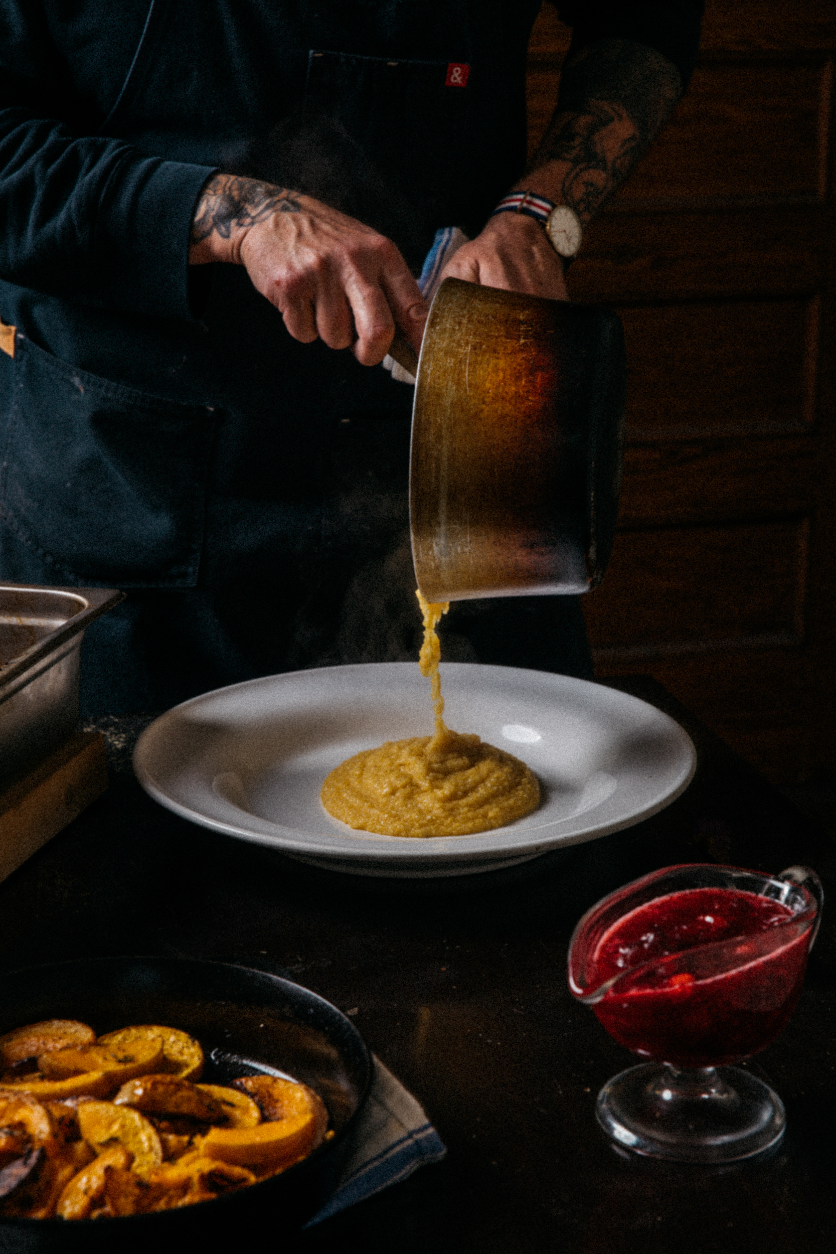 Image of Cook the PolentaBring the chicken stock to a simmer in...