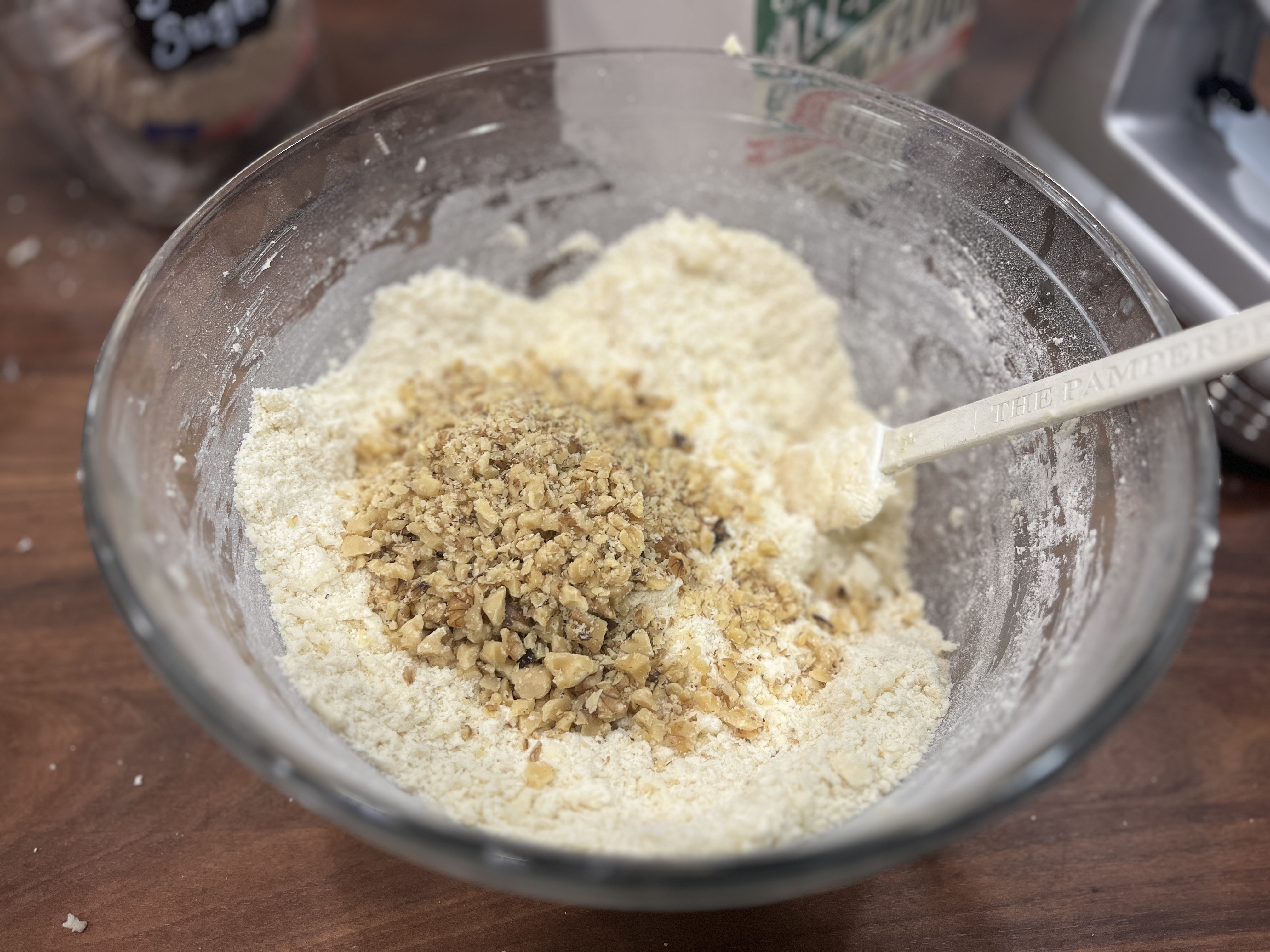 Image of Add flour annd walnuts until thoroughly combined.