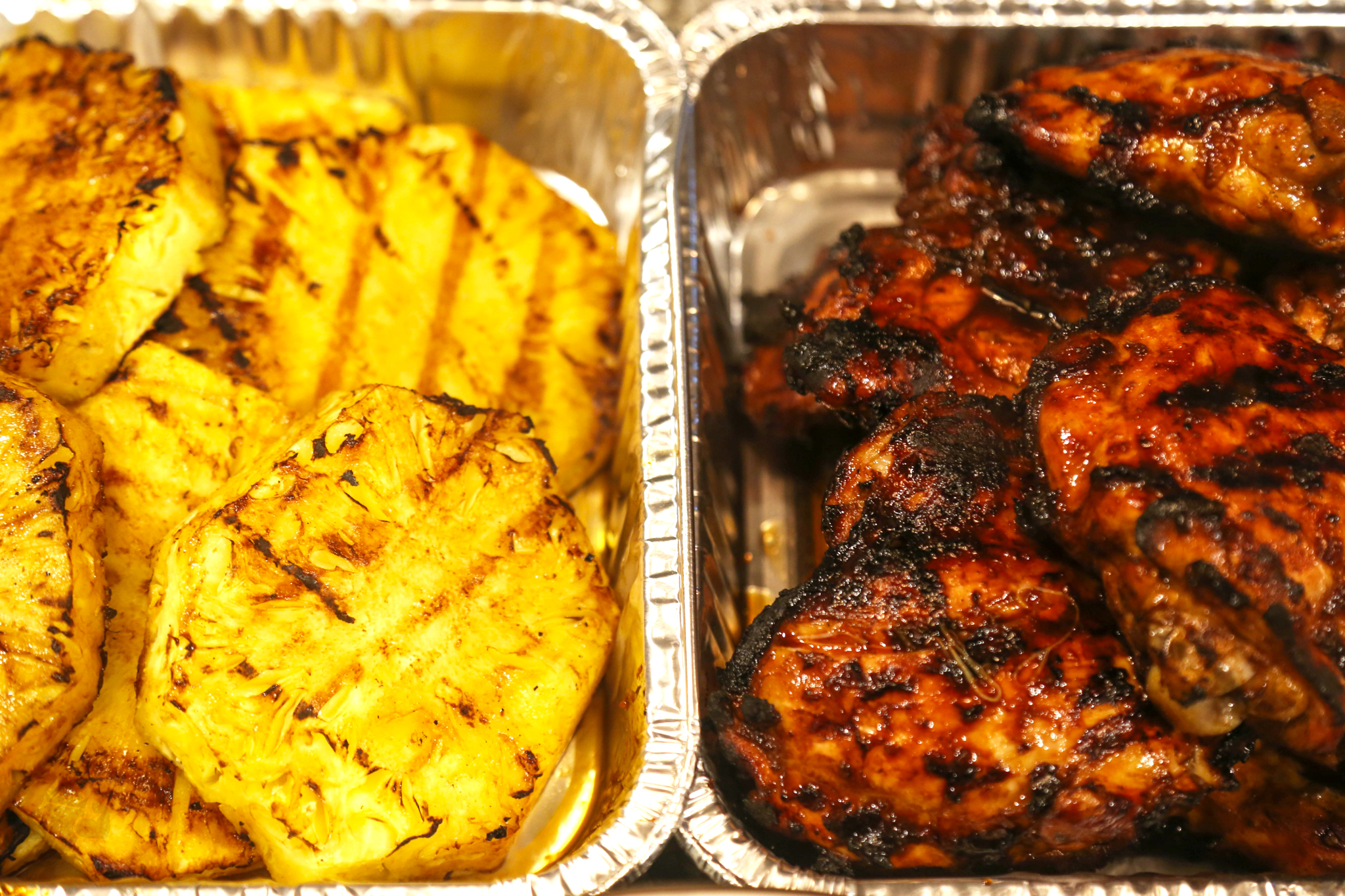 Image of Once marinated, Brush the pineapple with the reserved marinade and...