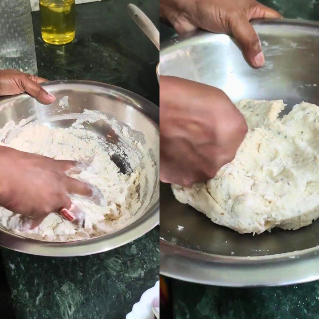 Image of Gradually add water and knead into a soft and smooth...