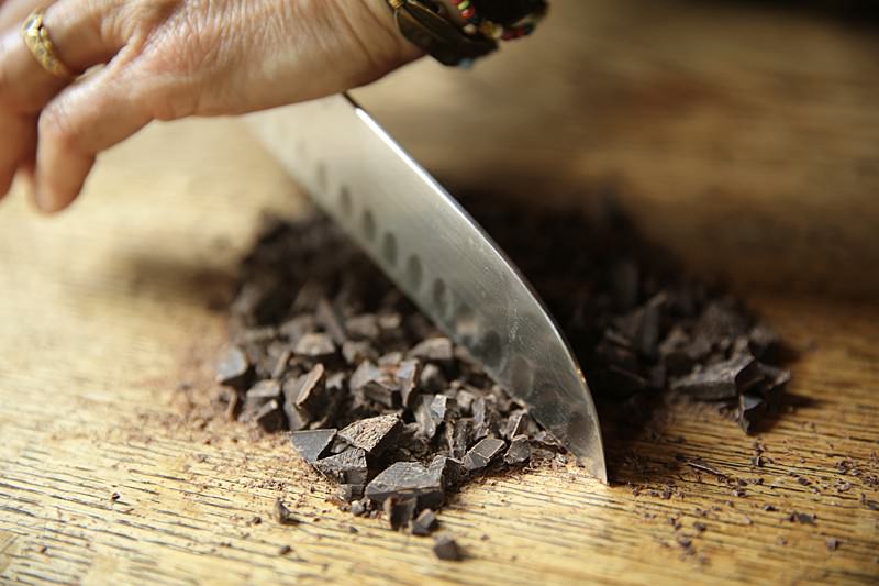 Image of Coarsely chop the dark chocolate.