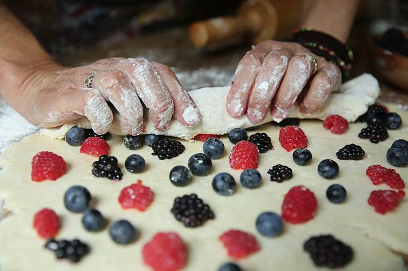 Image of Begin to fold the dough as if making cinnamon rolls.