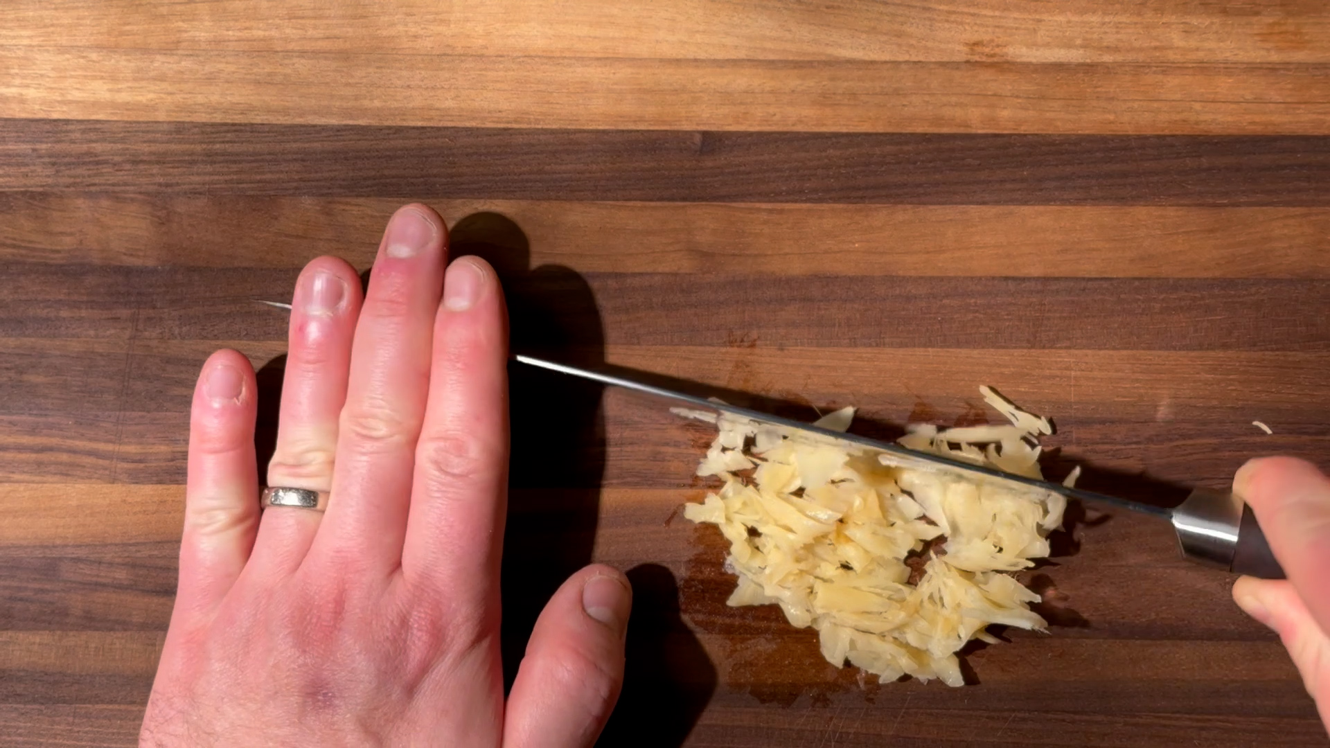 Image of Chop the Ginger: Finely chop pickled ginger slices.