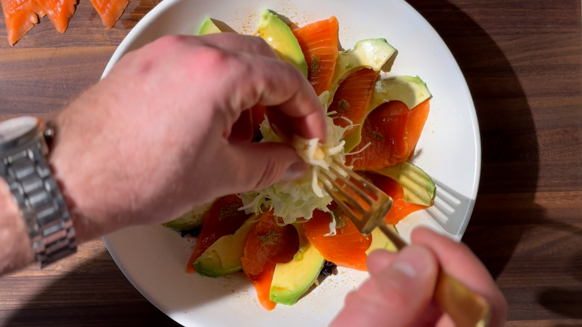 Image of Add the Center: Place a small pinch of shredded cabbage...