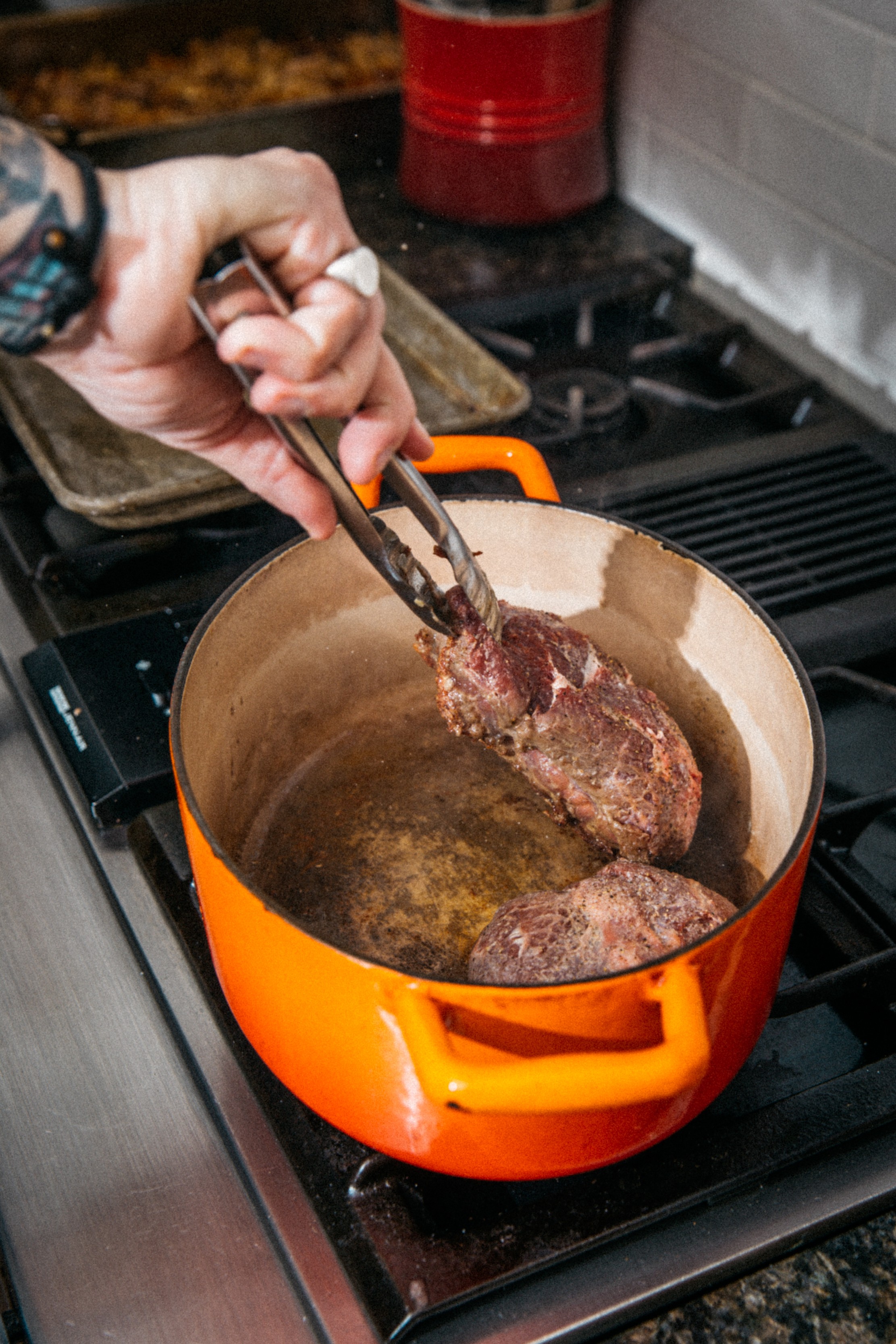 Image of Step 3: Cook each side of beef until a deep...