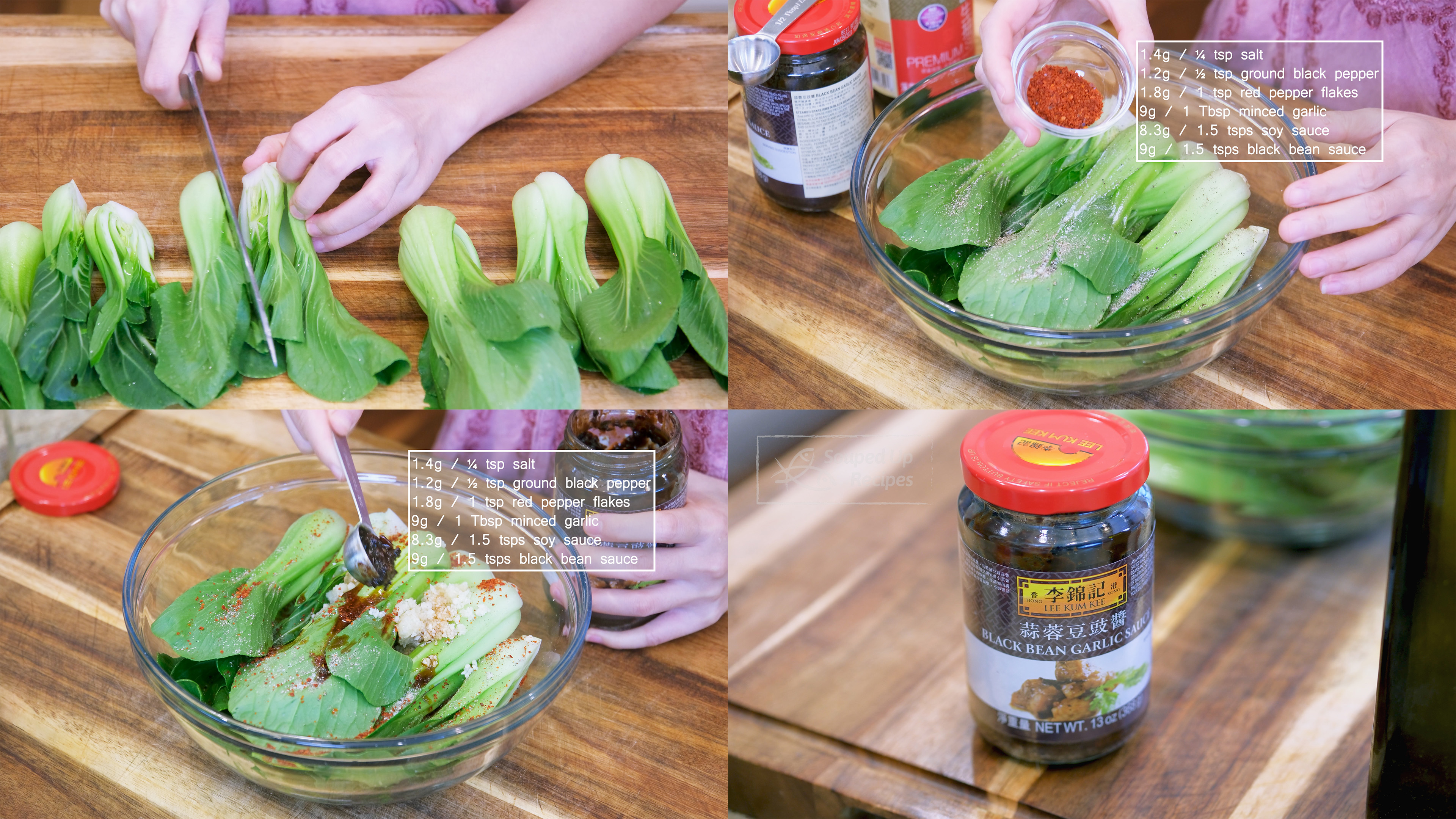 Image of Cut the bok choy in halves. Season them with ¼...