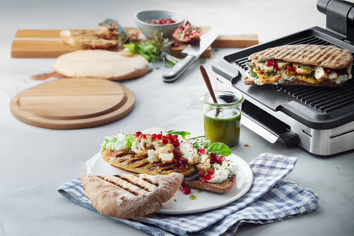Grilled chicken and pineapple panini