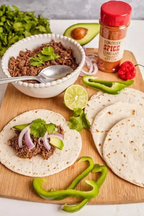 Image of For tacos top with sliced green bell peppers, red onion,...