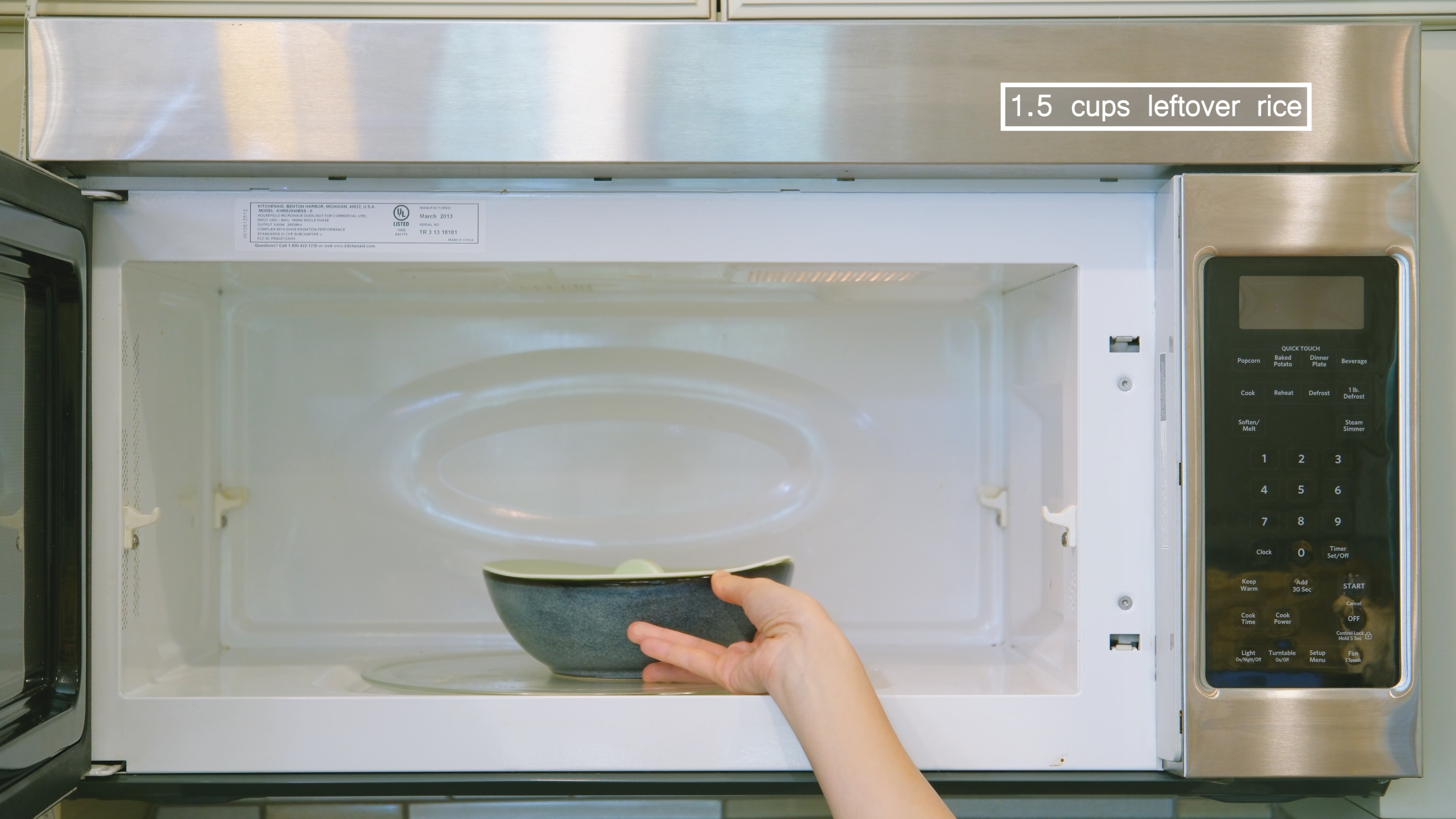 Image of Reheat the rice by microwaving it on full power for...