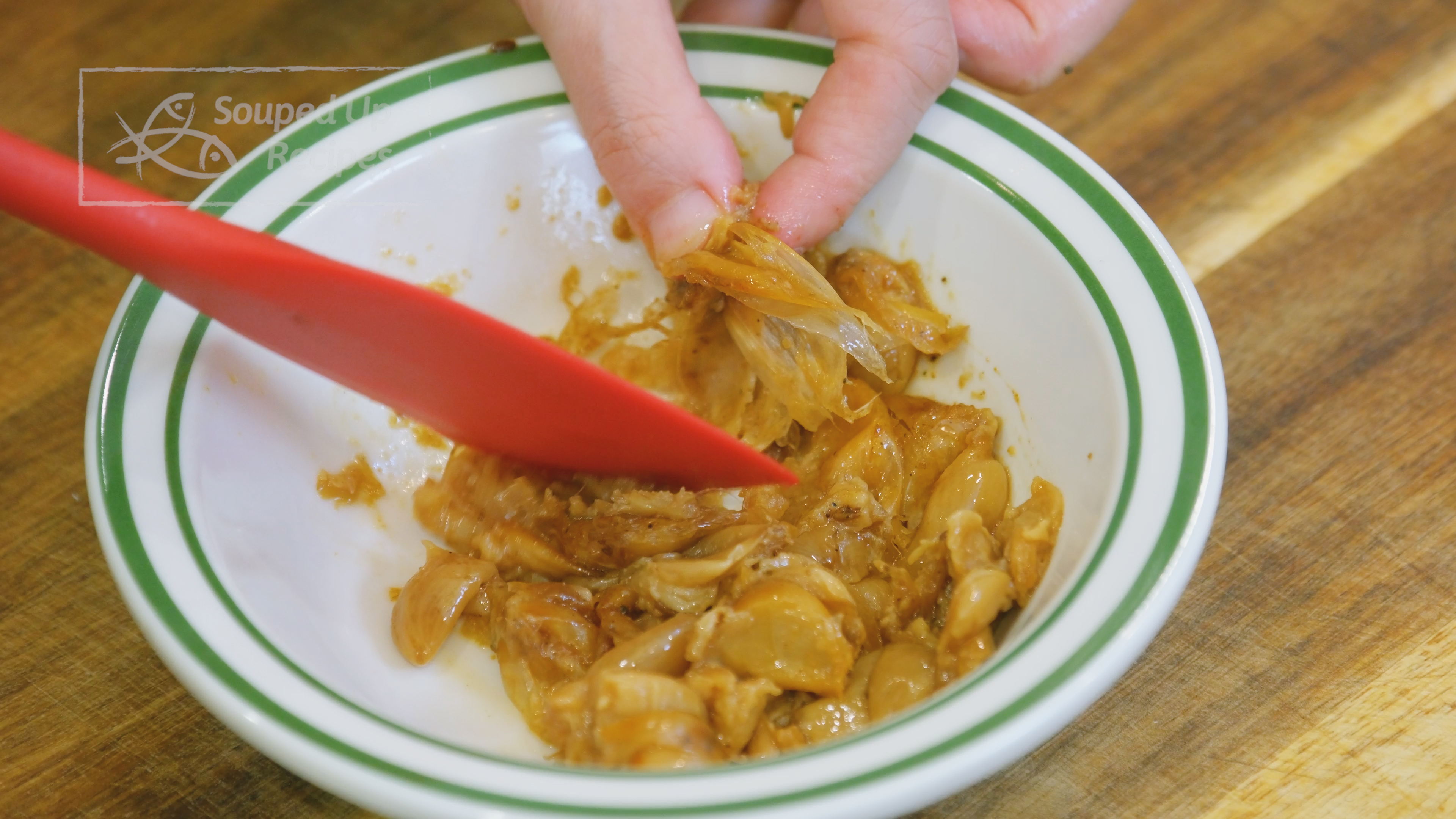 Image of While waiting, smash the soft garlic into a paste then...