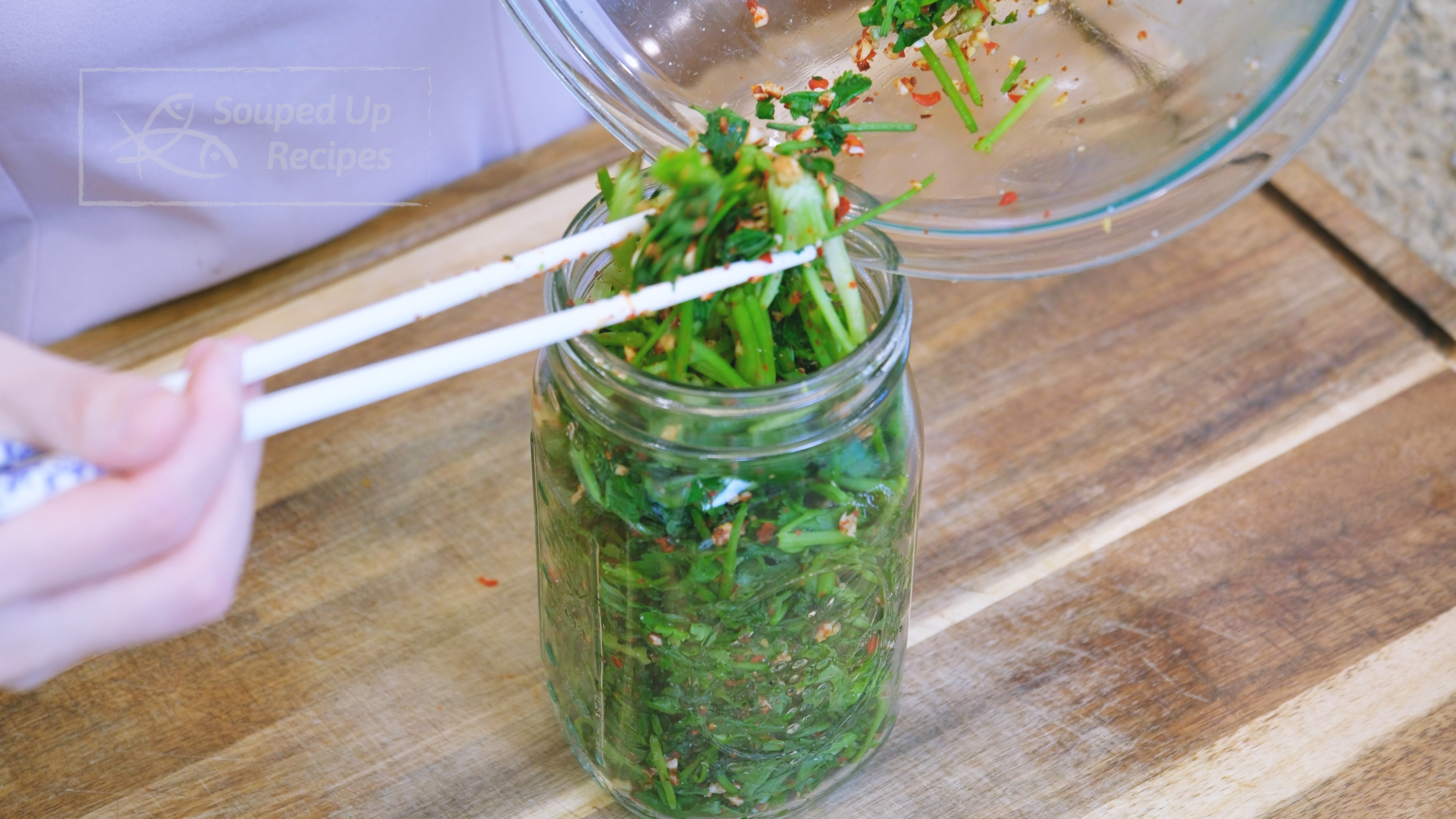 Image of Put the cilantro in a clean mason jar and seal...