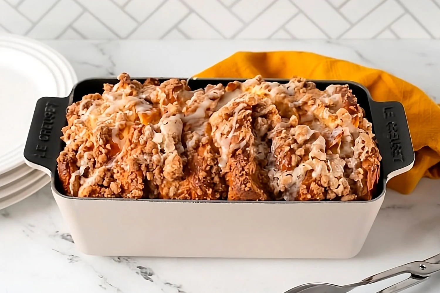 Crispy layered French toast pudding