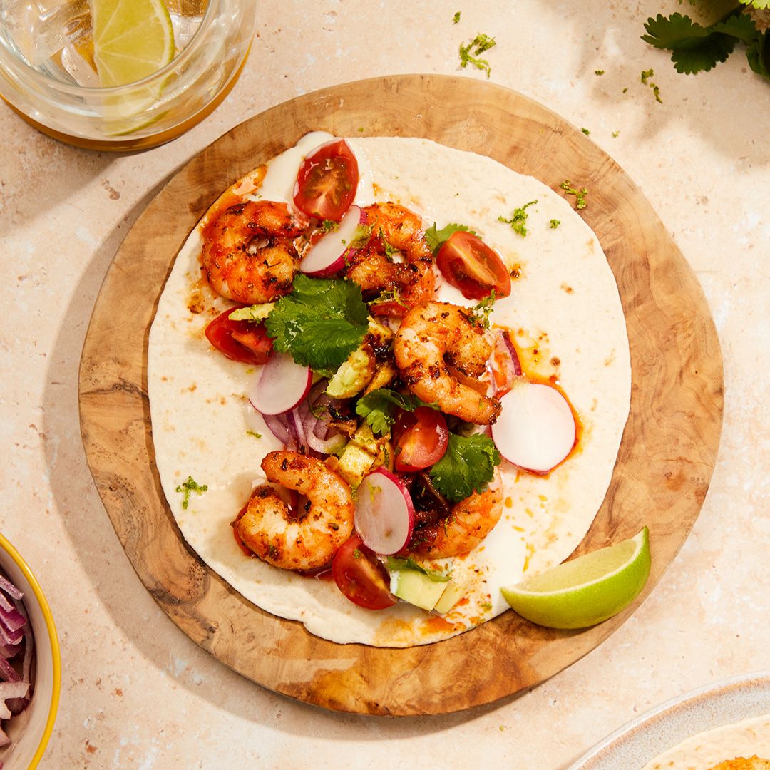 Hot Honey Prawn Tacos
