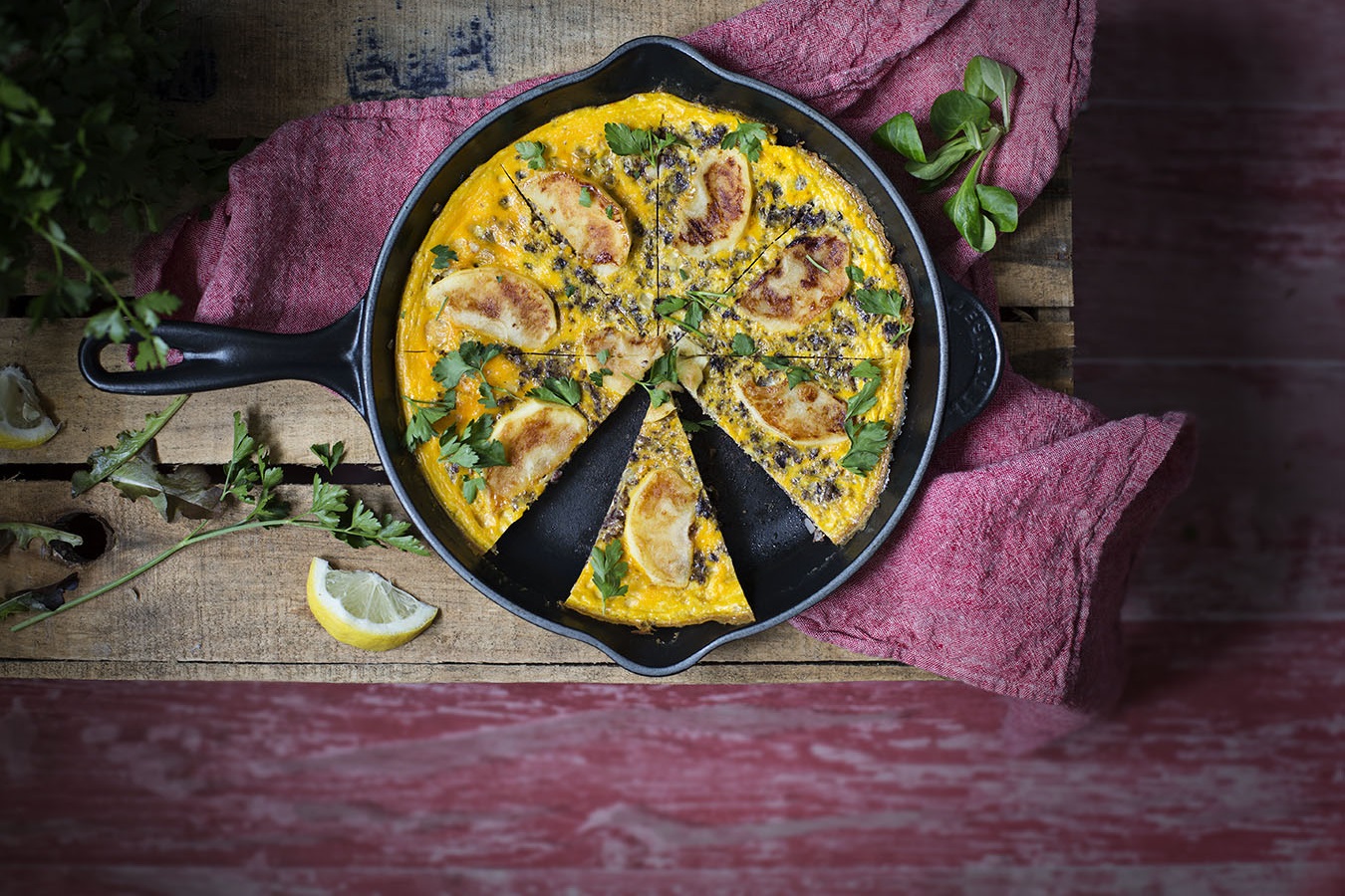 Frittata mit Blutwurst und karamellisiertem Apfel