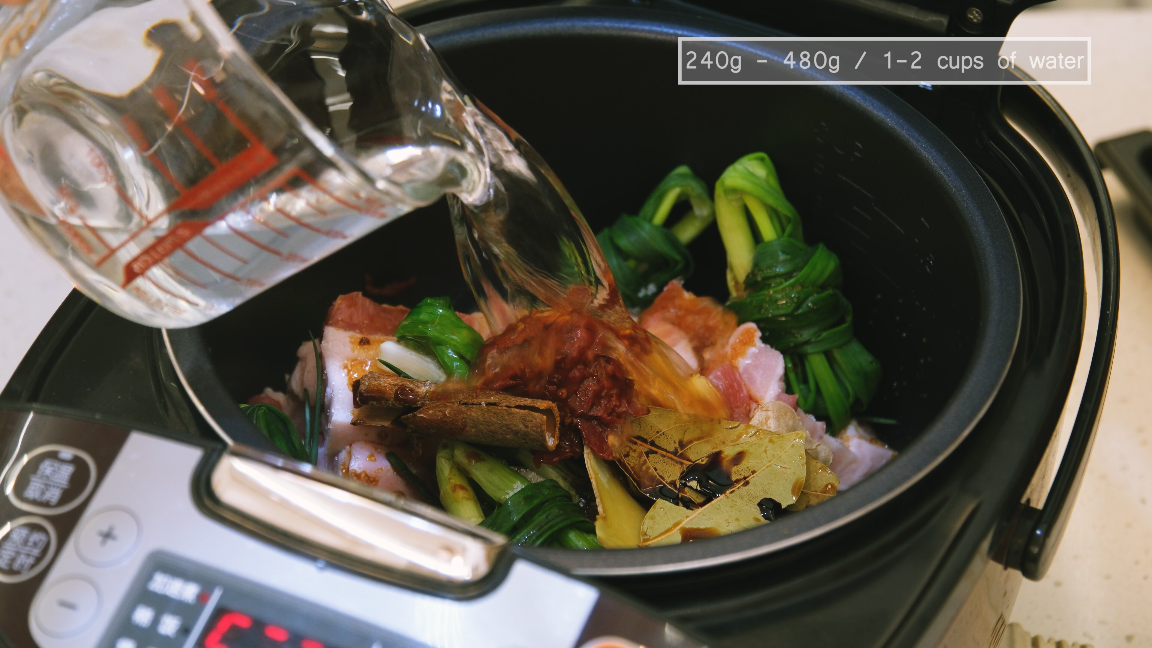 Image of Add 1–2 cups of water and stir well. The liquid...